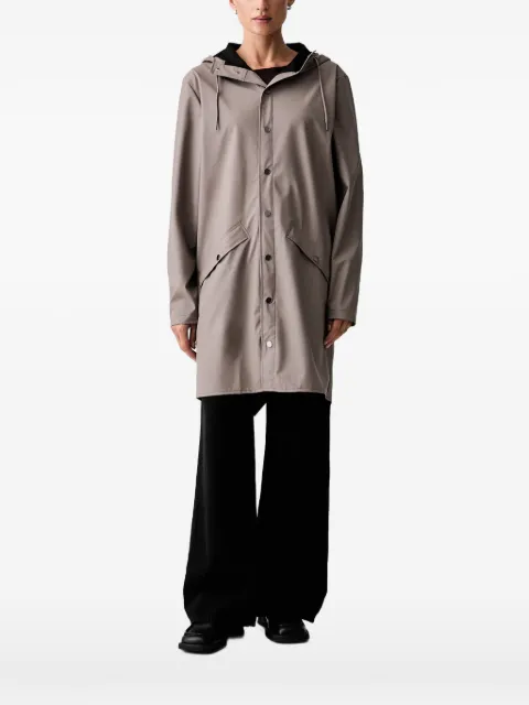 Rains hooded press-stud coat