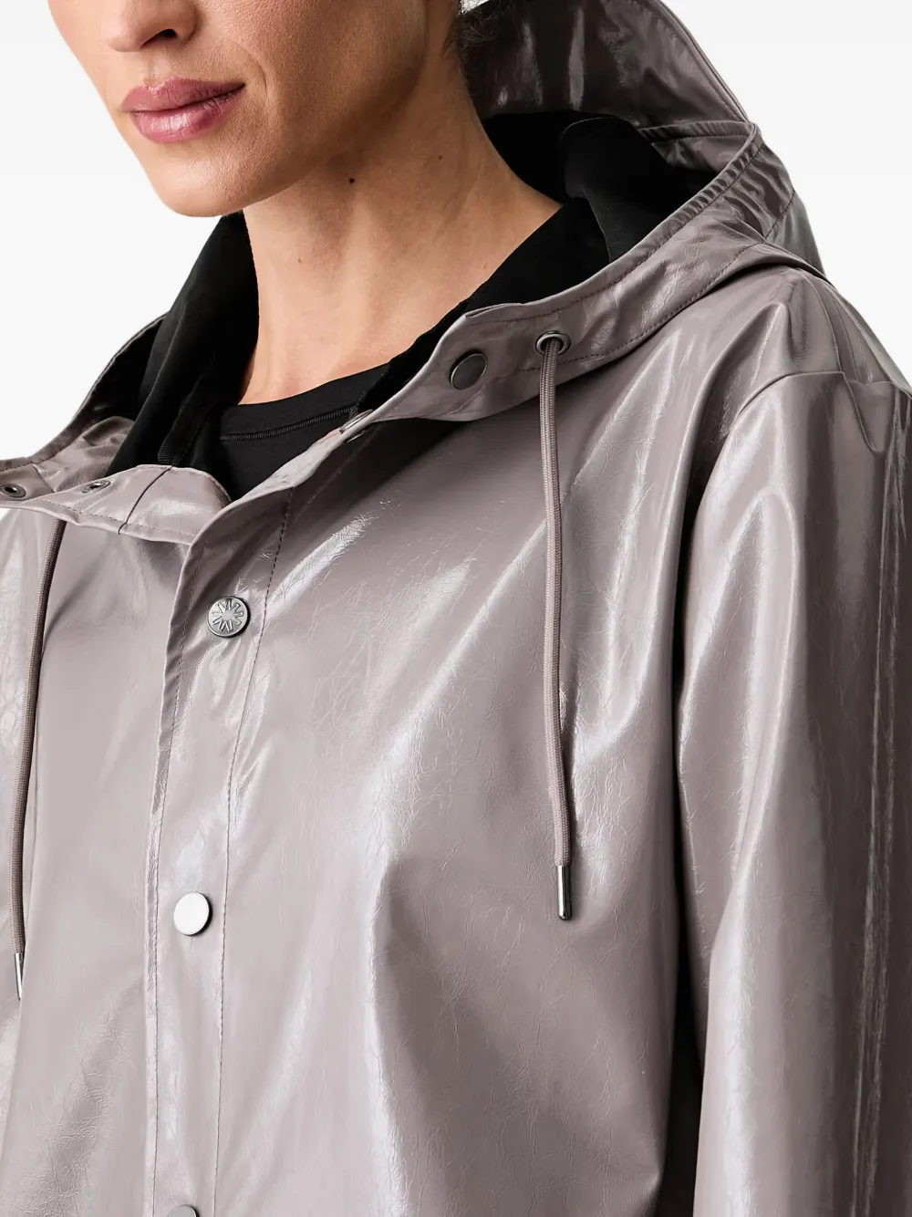 Rains Regenjas met capuchon en glanzend effect Grijs
