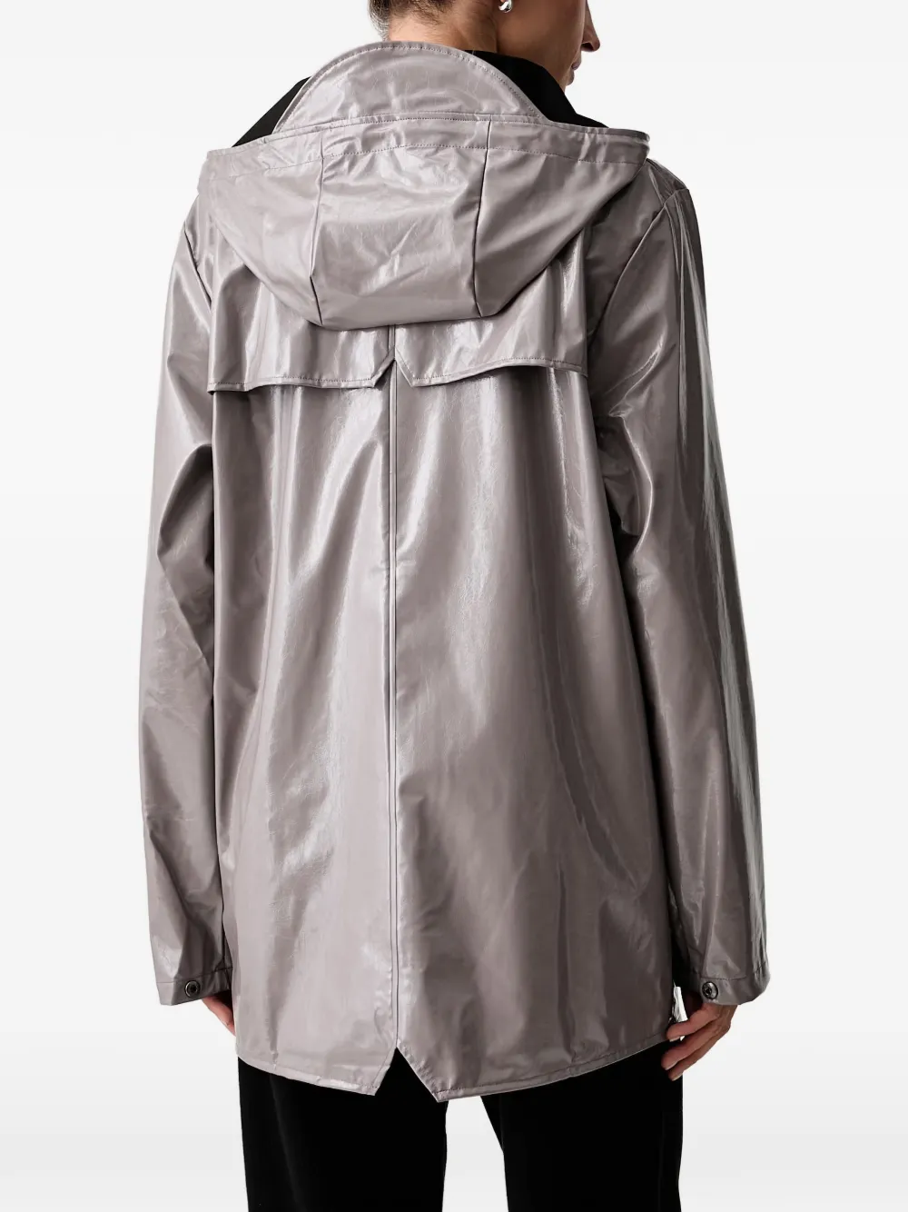 Rains Regenjas met capuchon en glanzend effect Grijs