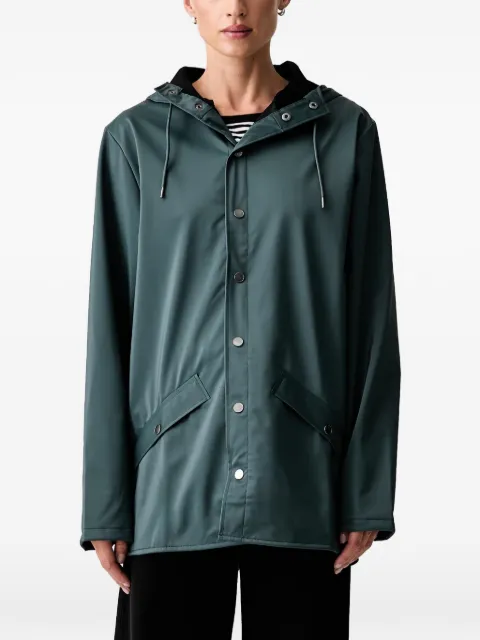 Rains hooded press-stud coat