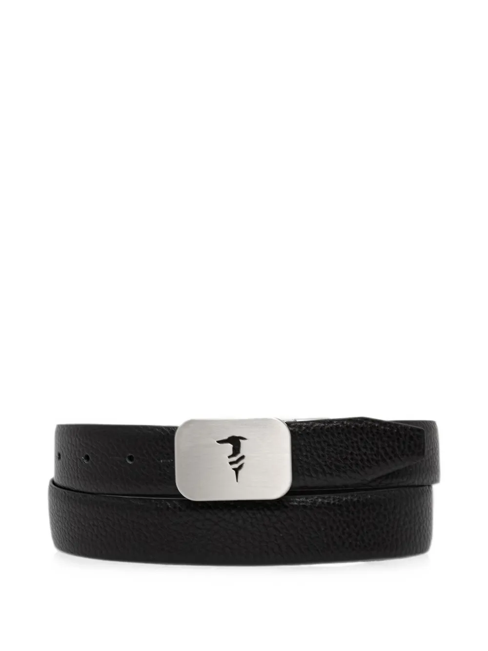 Trussardi logo-plaque pebbled belt - Nero