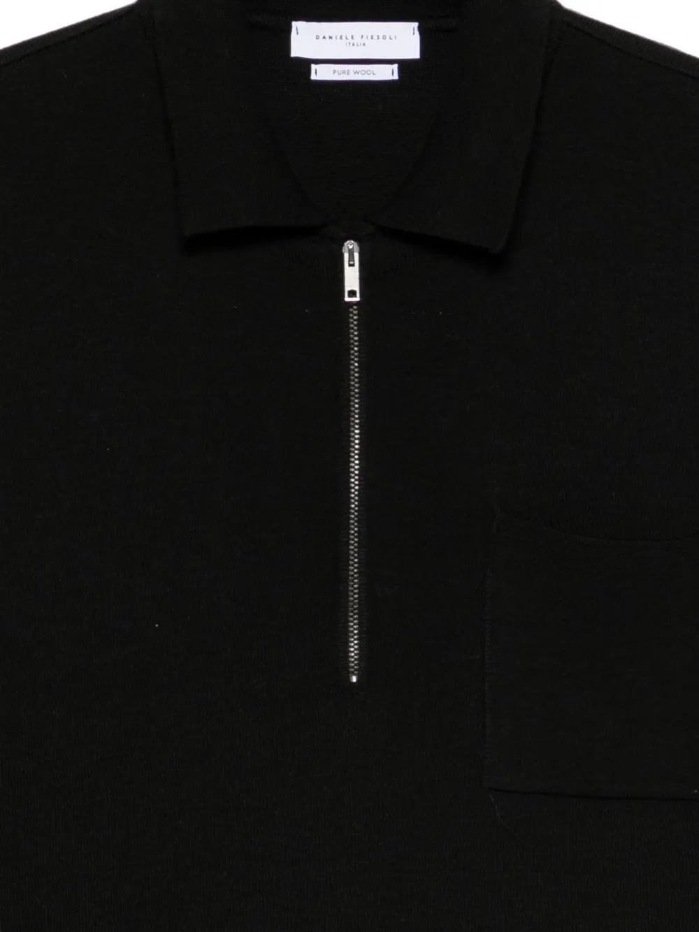 Daniele Fiesoli Poloshirt met borstzak en ritssluiting Zwart