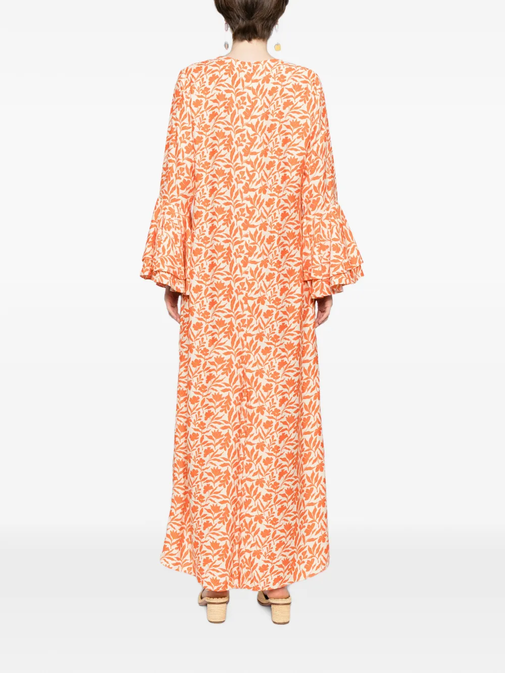 Bambah Jurk met ruches Oranje