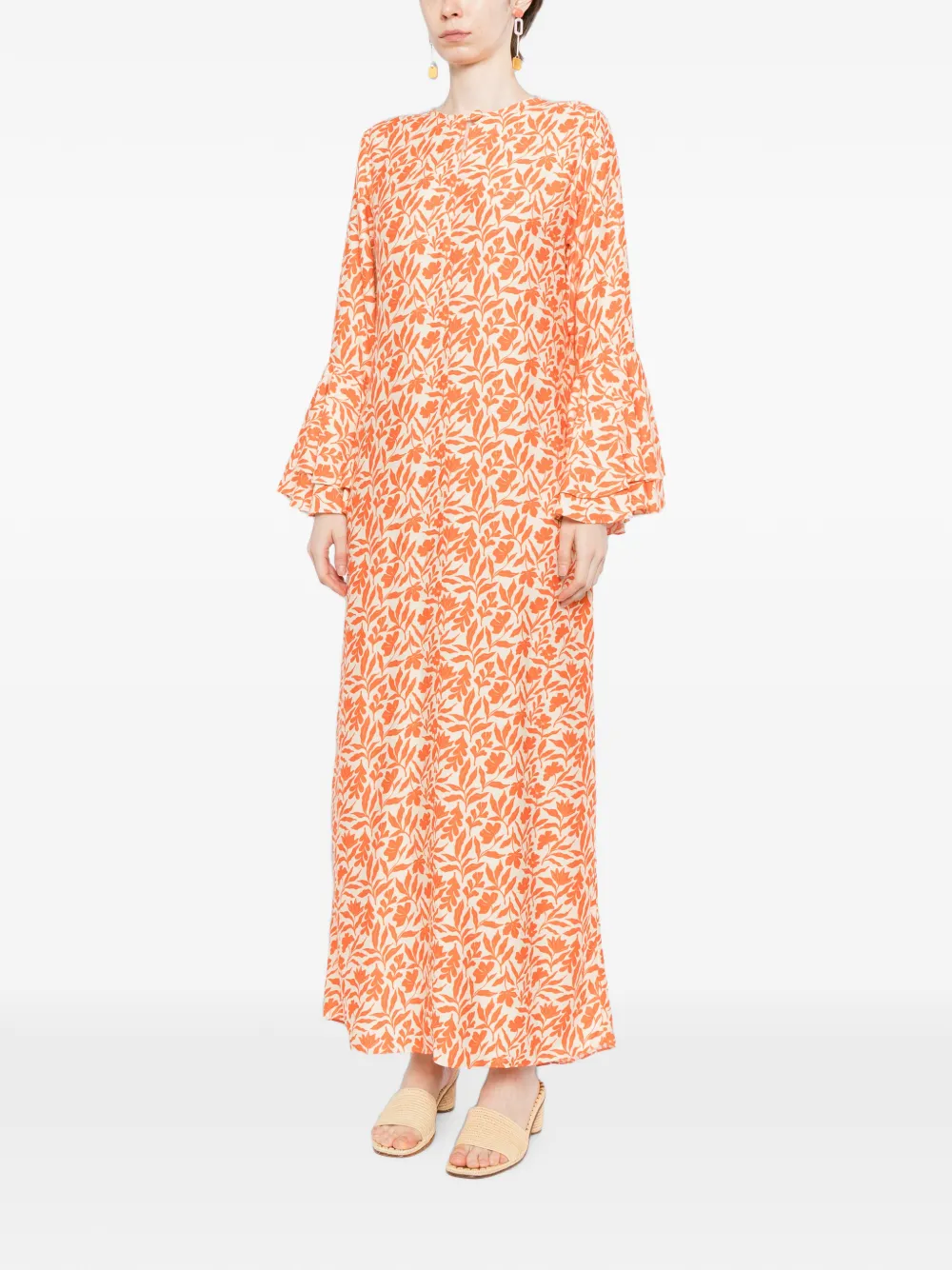 Bambah Jurk met ruches Oranje