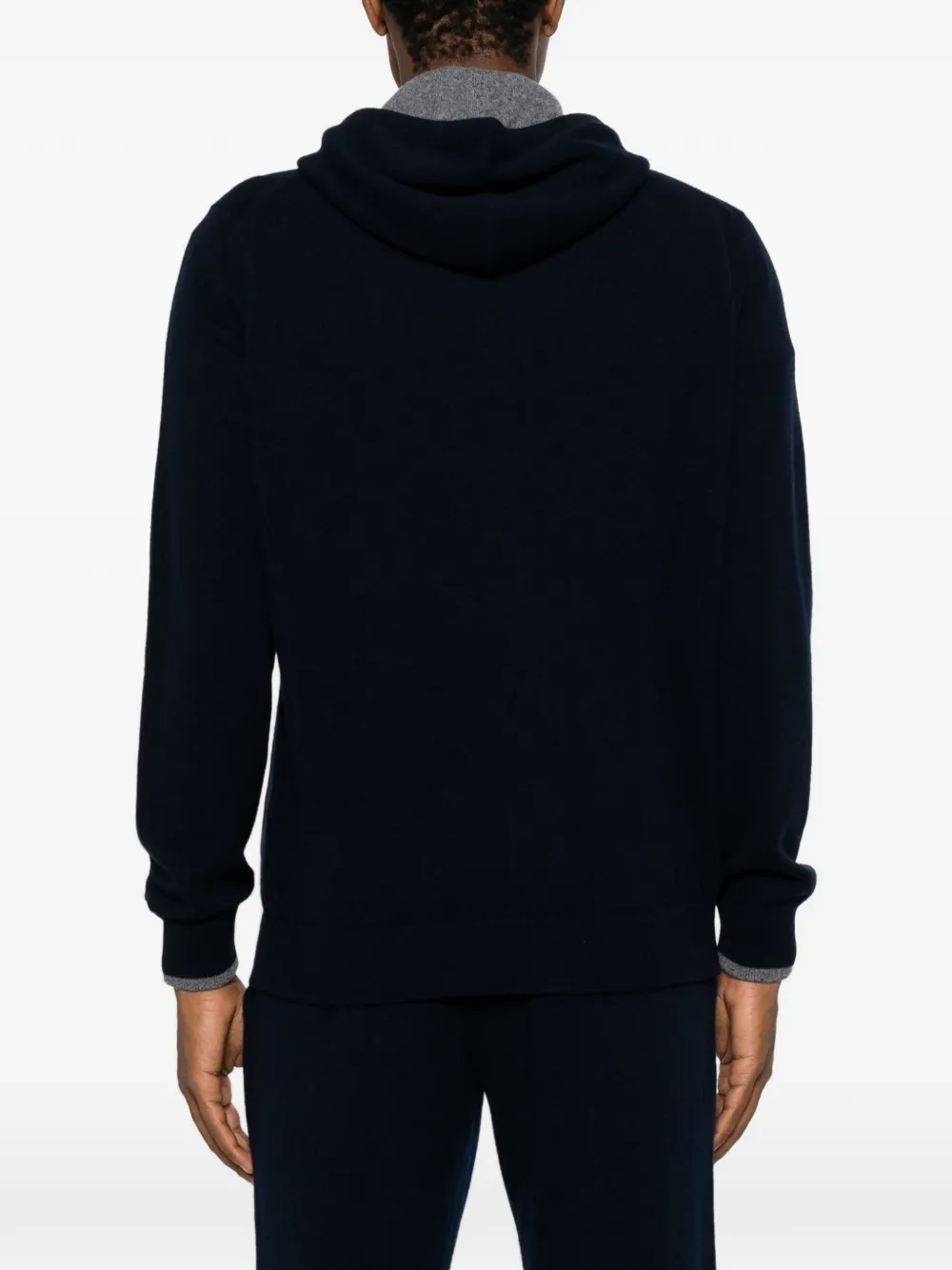 Fedeli Davis gebreide hoodie met trekkoord en rits Blauw