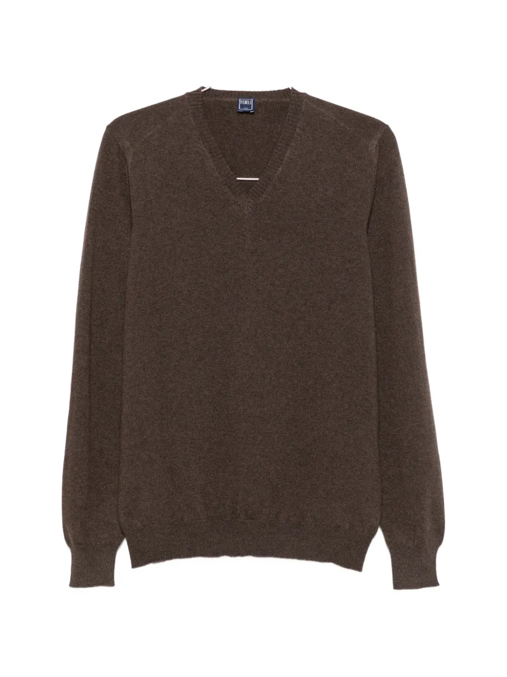 Fedeli V-neck ribbed-trim sweater - Marrone