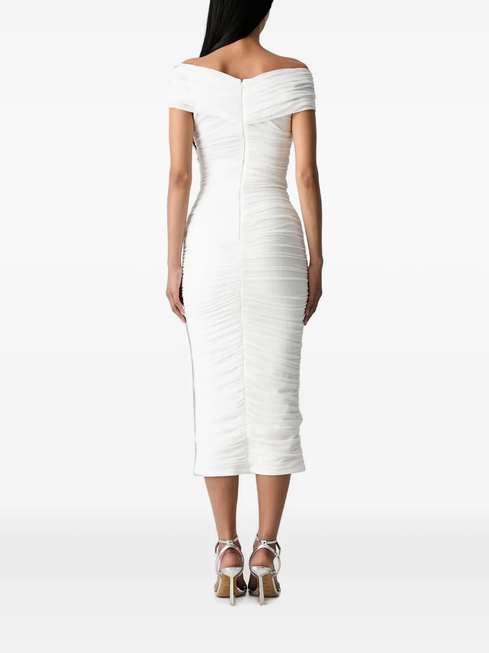 Bardot Priah midi-jurk met ruches en uitgesneden details Wit