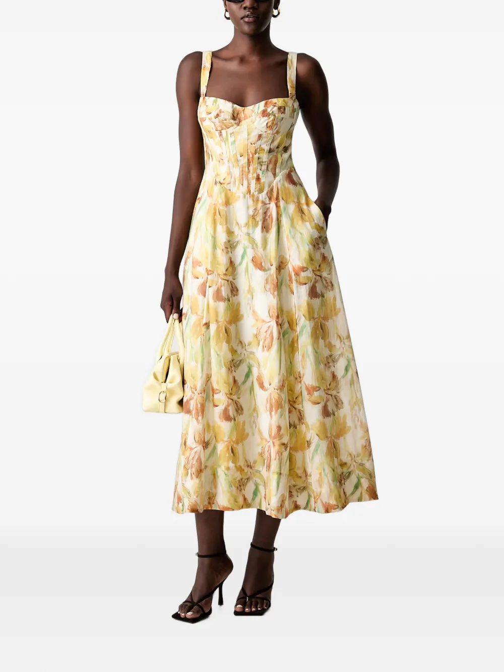 Bardot Adaline floral-print corset-style midi dress
