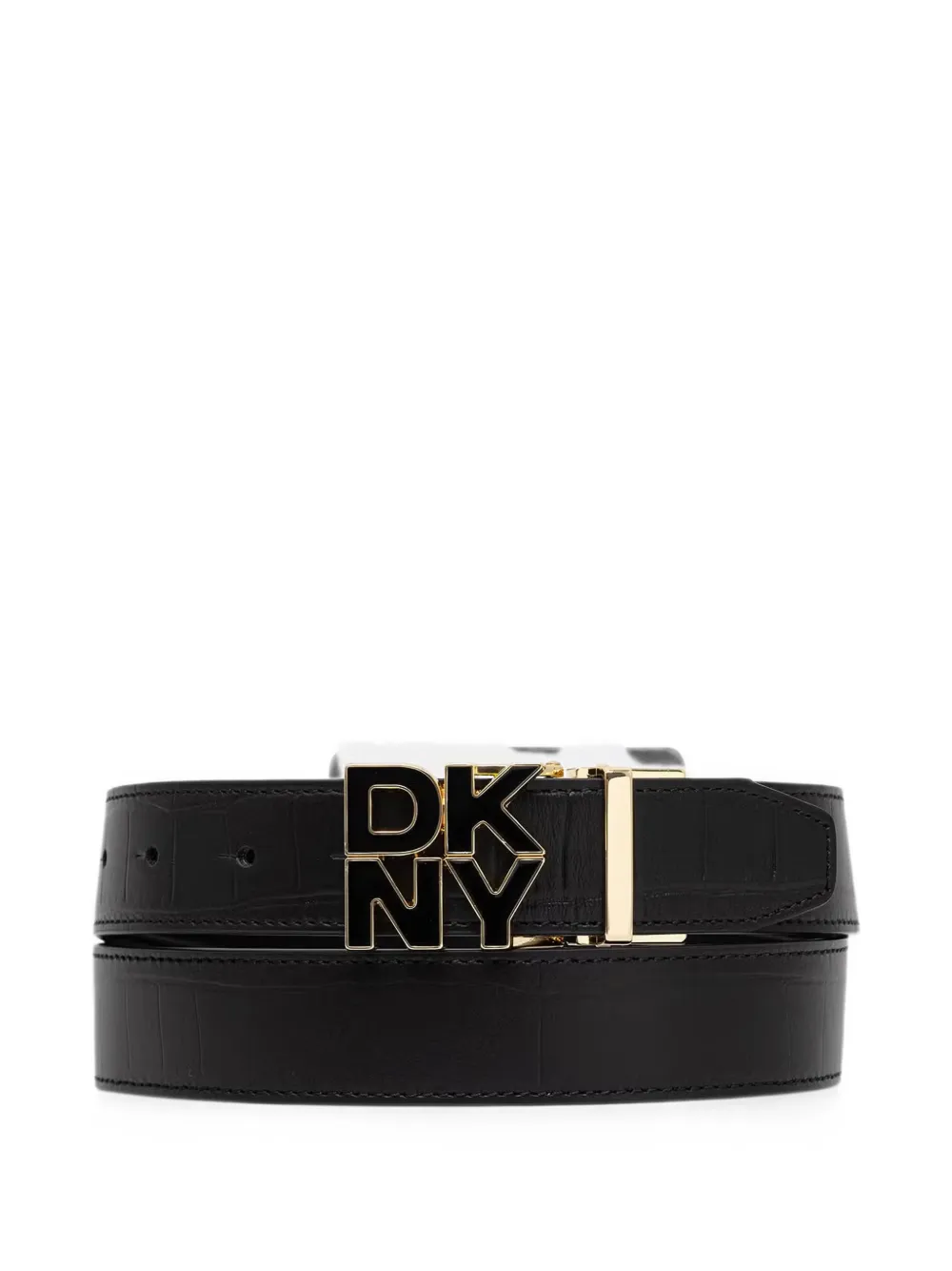 DKNY reversible croc-effect logo-buckle belt - Nero