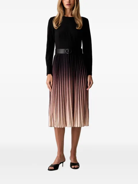 DKNY belted pleated midi dress