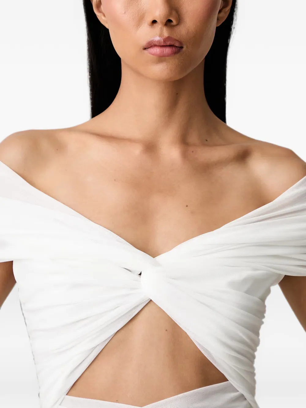 Bardot Top met gedraaid detail Wit