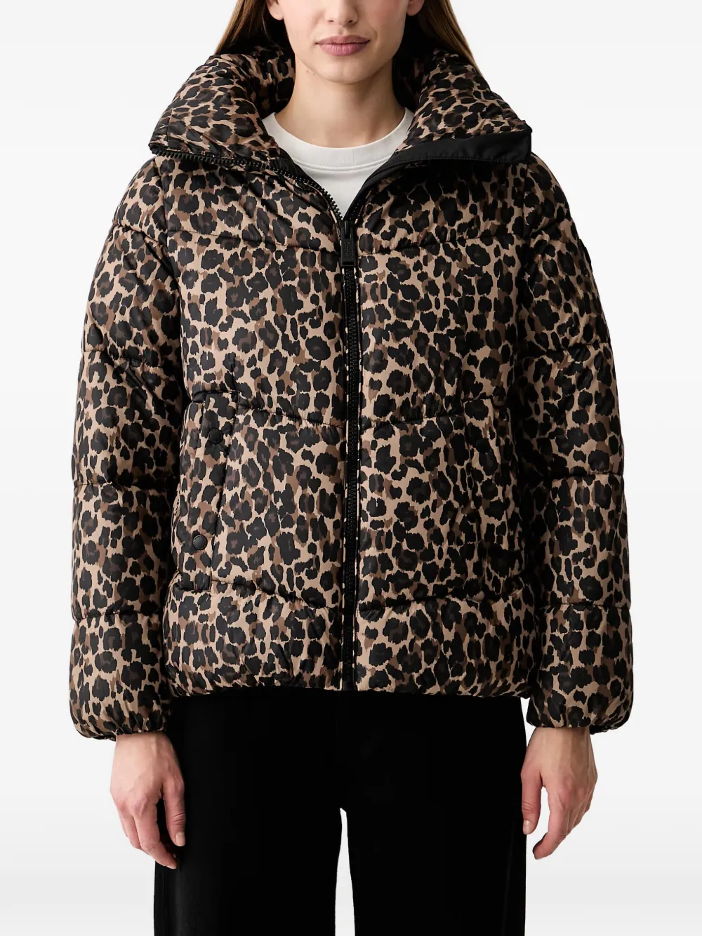 DKNY leopard-print puffer jacket - Nude