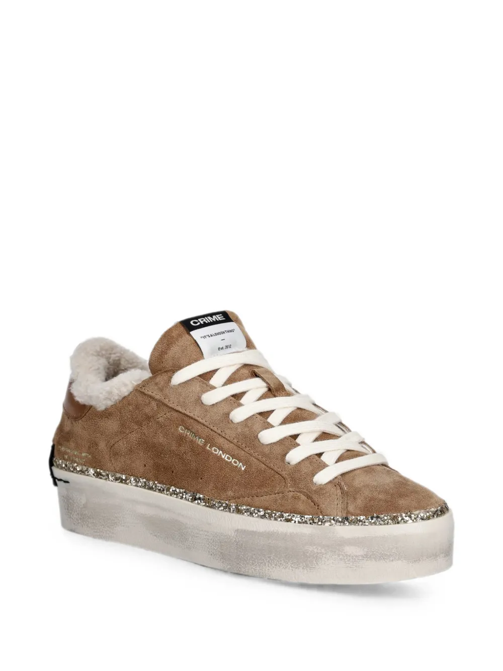 Crime London Distressed Platform glitter-trim platform sneakers Bruin