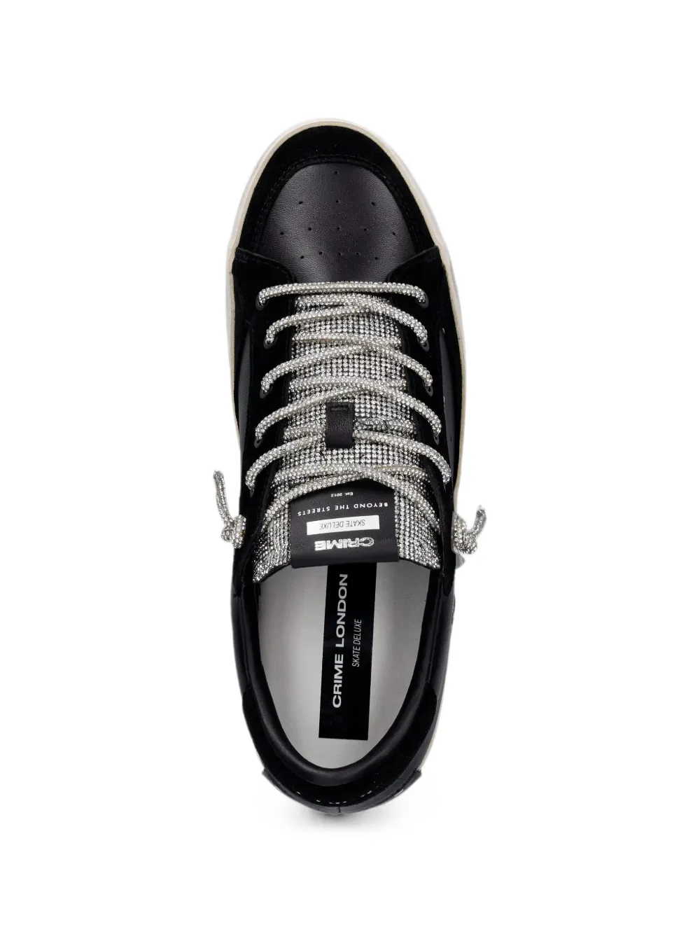 Crime London Sk8 Deluxe Wedge rhinestone-embellished leather sneakers Zwart