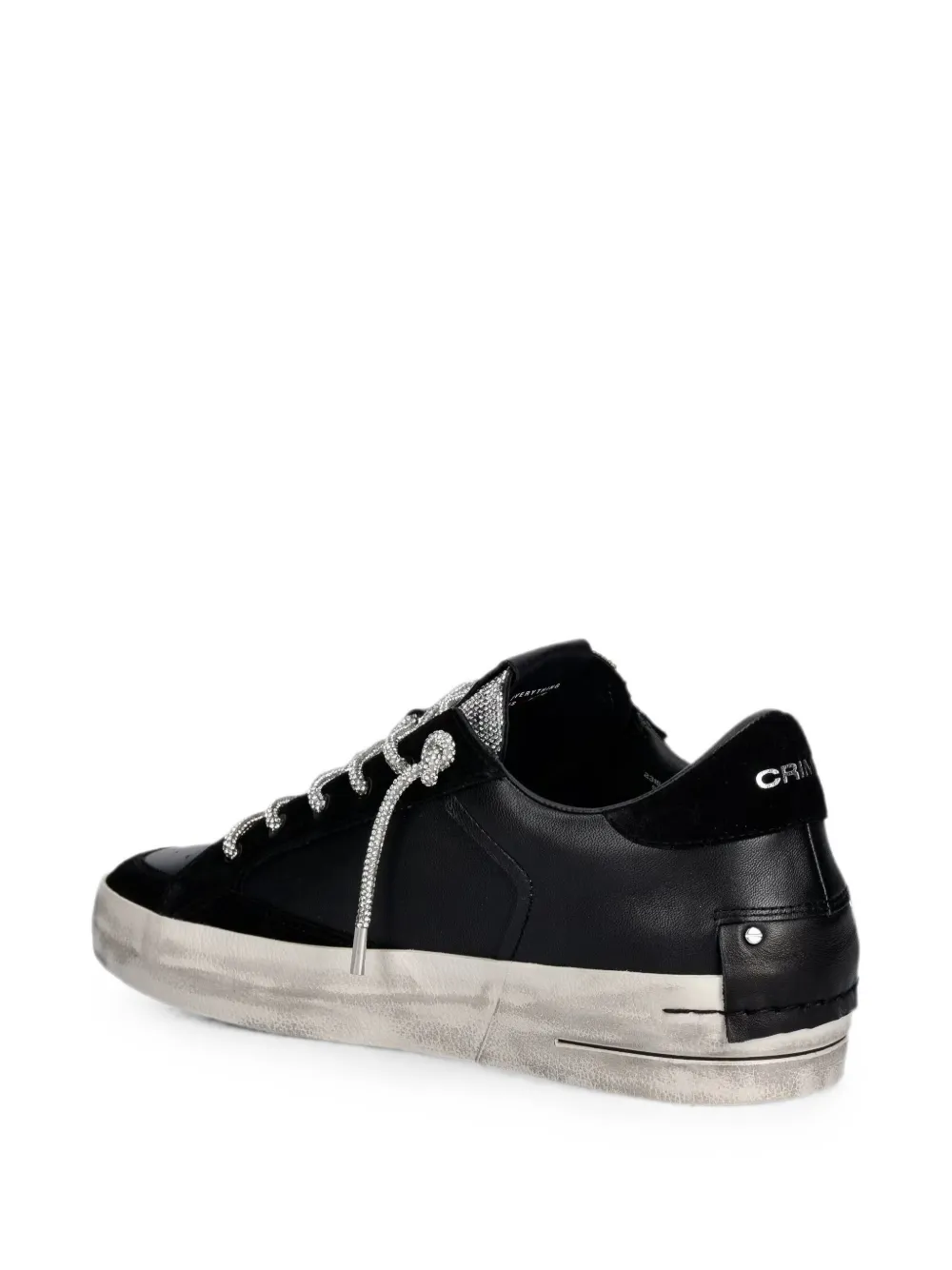 Crime London Sk8 Deluxe Wedge rhinestone-embellished leather sneakers Zwart