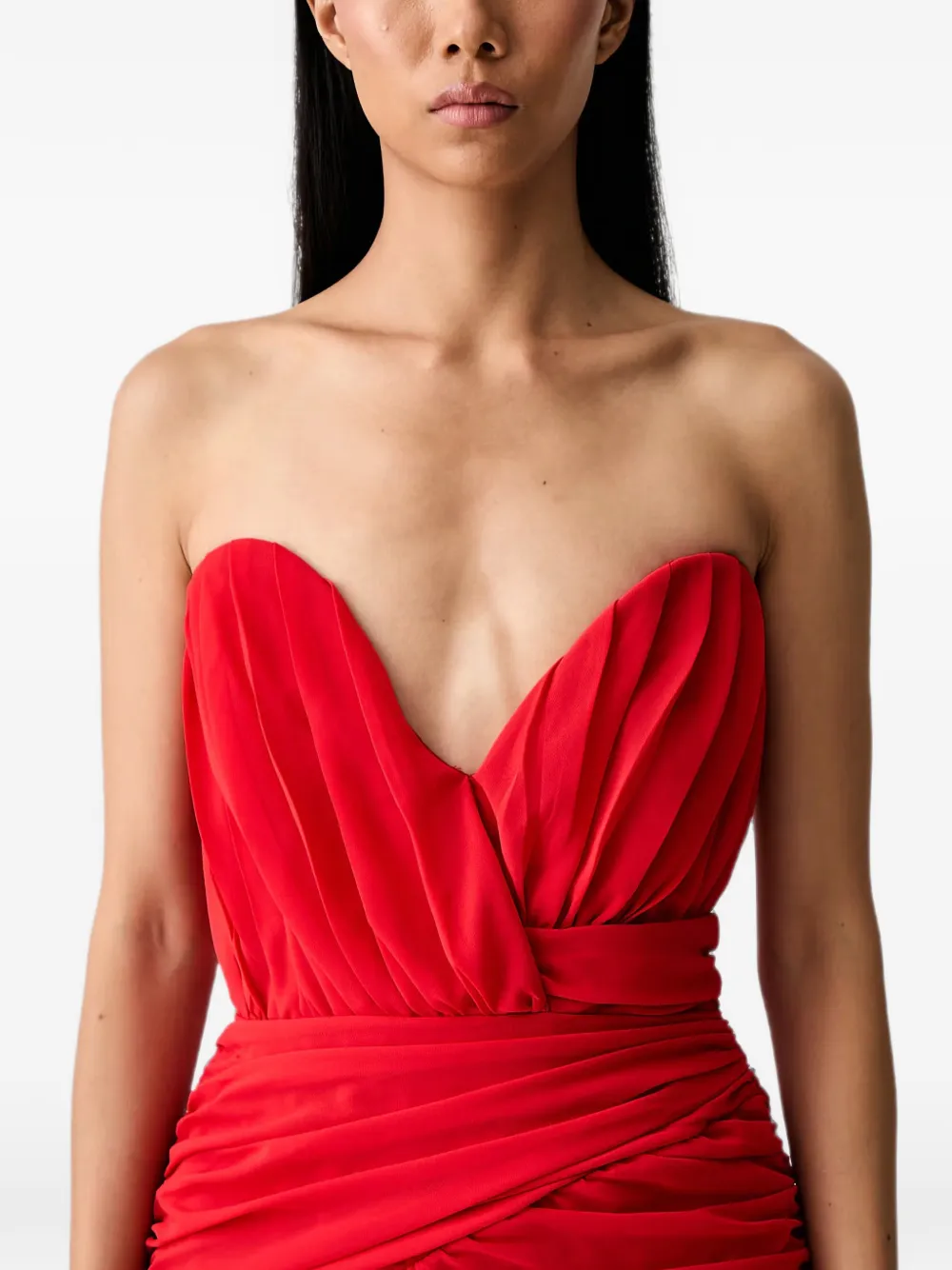 Bardot Remalia strapless mini-jurk met ruches Rood