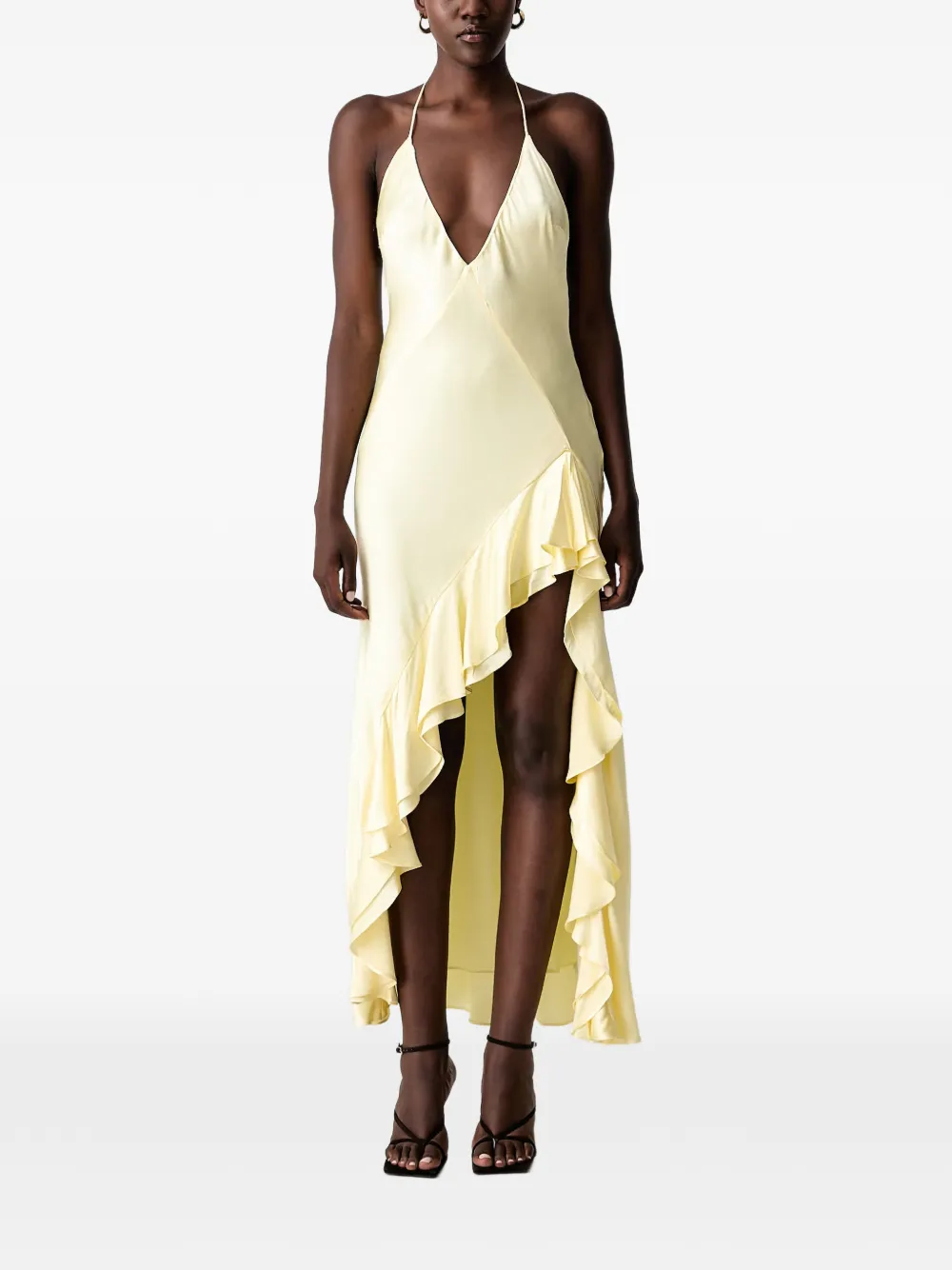 Bardot Selene ruffled halterneck asymmetric dress · 34