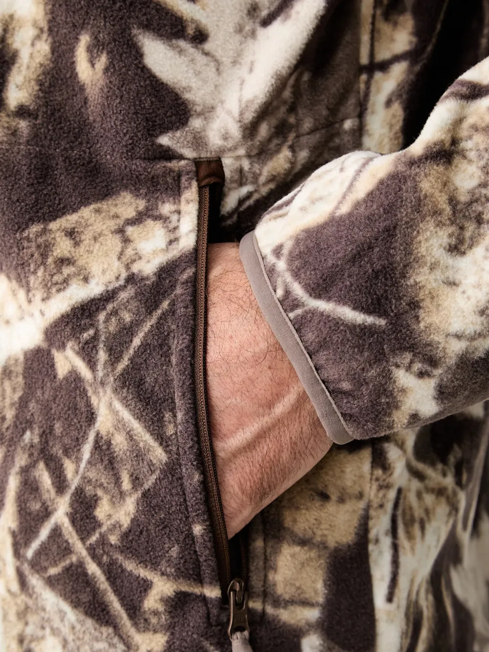 Columbia Sequoia Grove trui met camouflageprint en rits Bruin