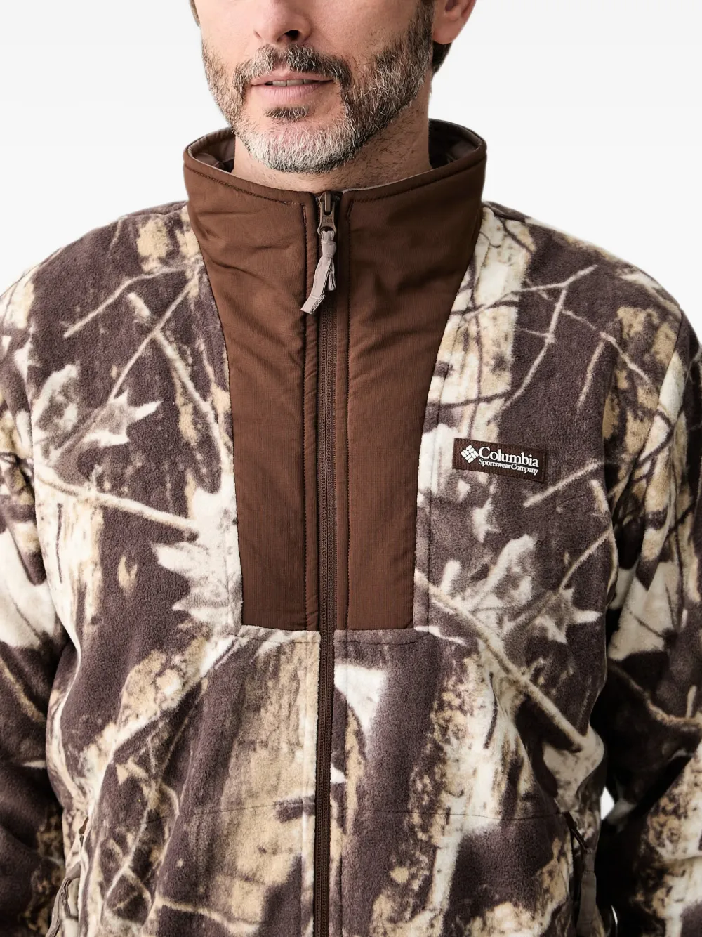 Columbia Sequoia Grove trui met camouflageprint en rits Bruin