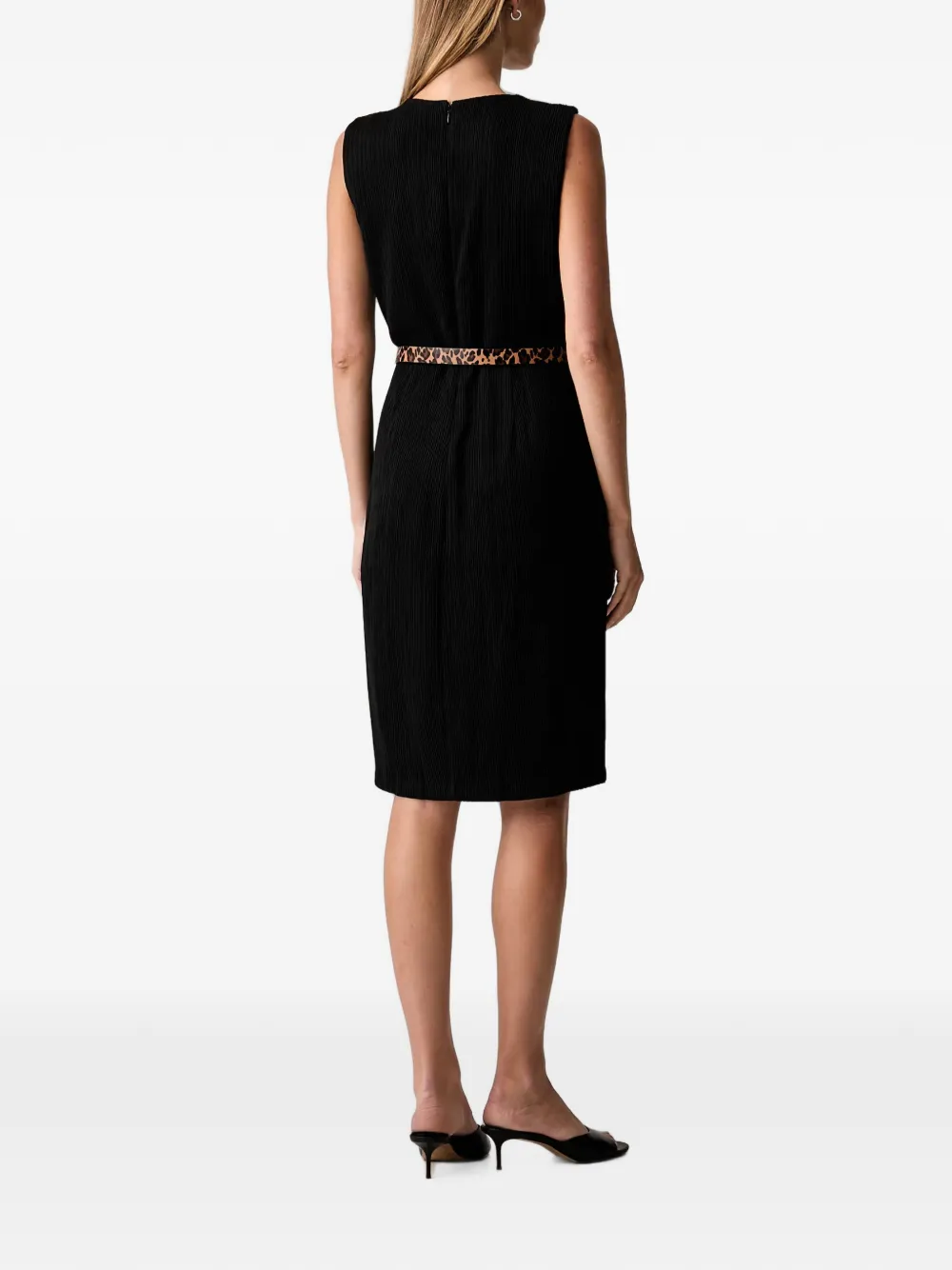 DKNY Plissé midi-jurk met ceintuur Zwart