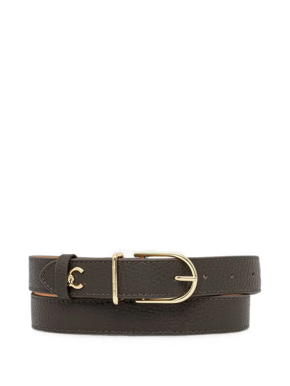 Coccinelle logo-plaque pebbled-leather belt - Verde