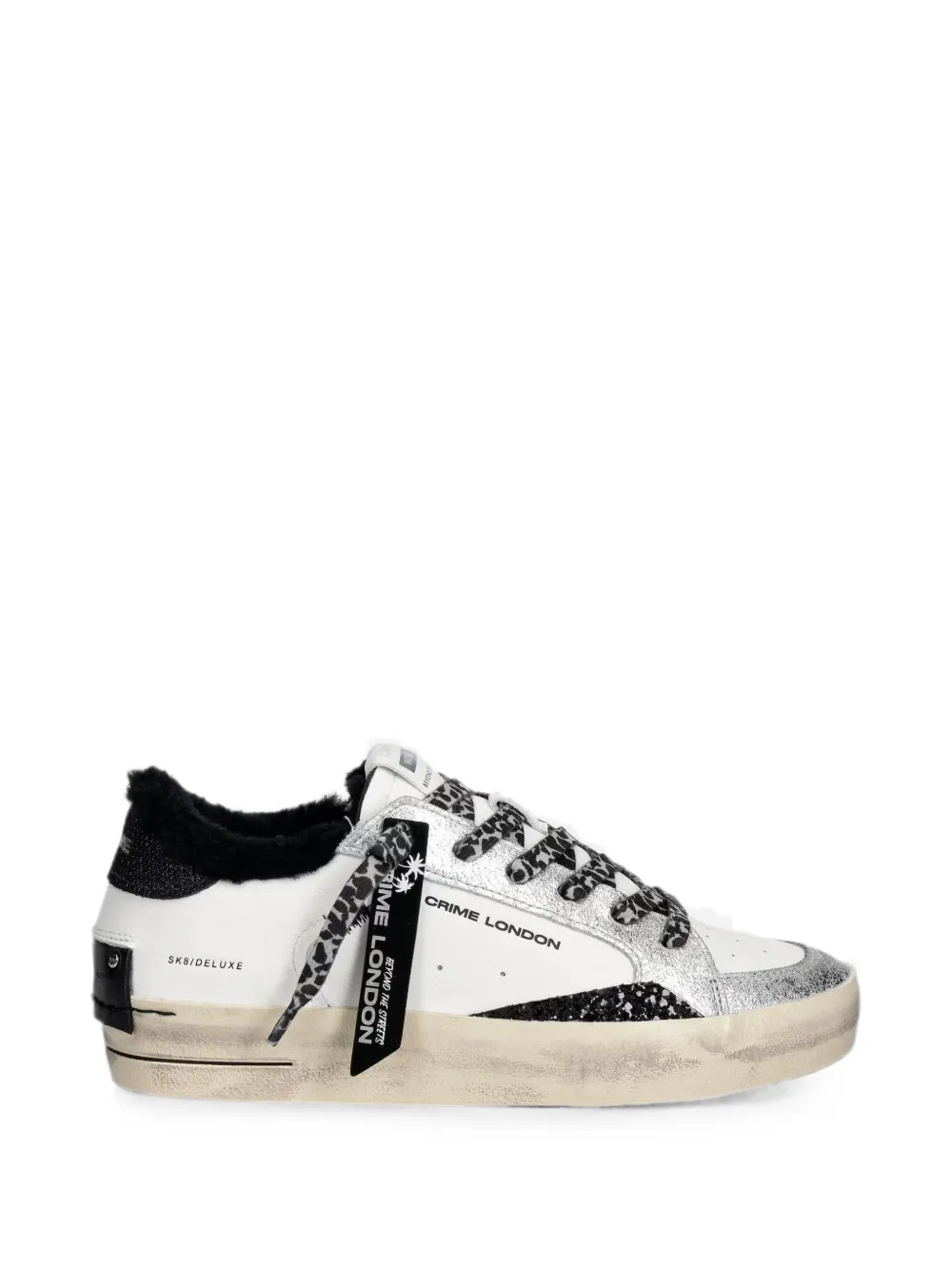 Crime London Sk8 Deluxe shearling-trimmed sneakers Wit