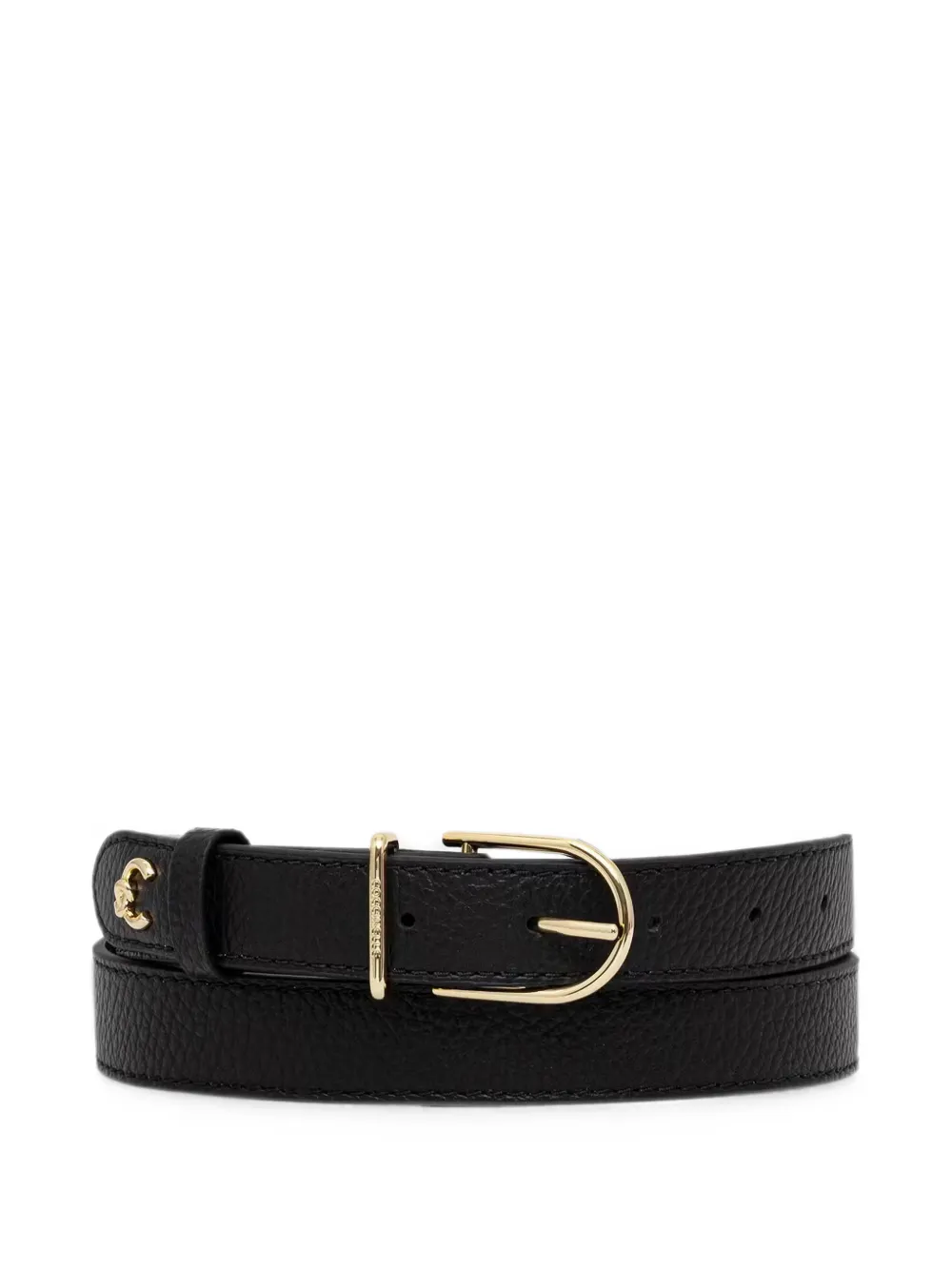Coccinelle logo-plaque pebbled belt - Nero