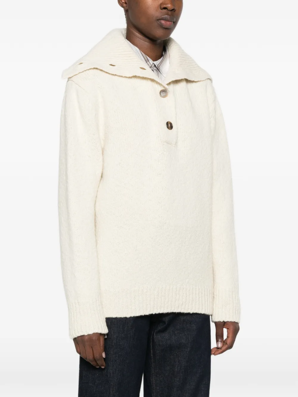 Malo Gebreide trui met kraag Beige