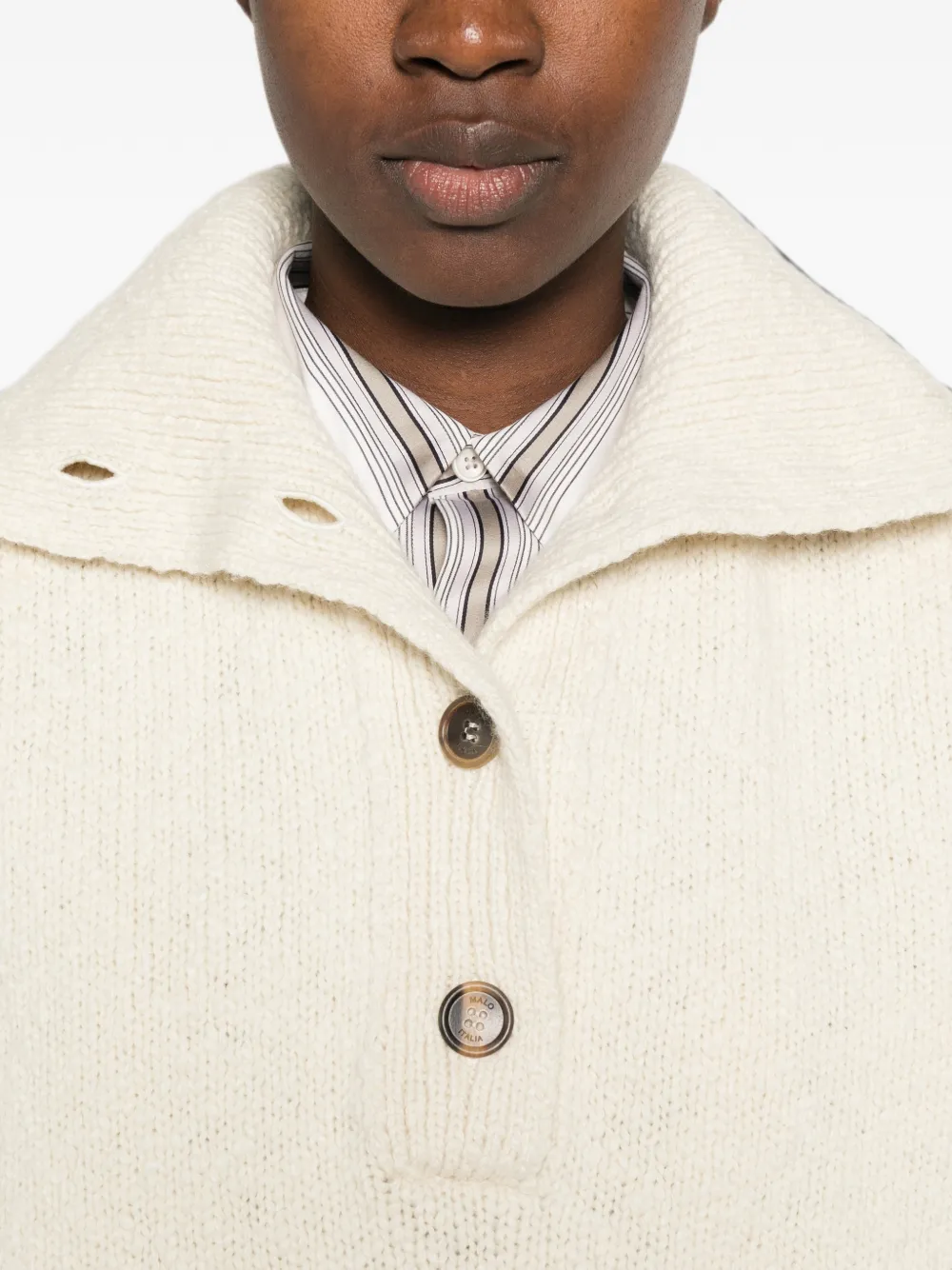 Malo Gebreide trui met kraag Beige