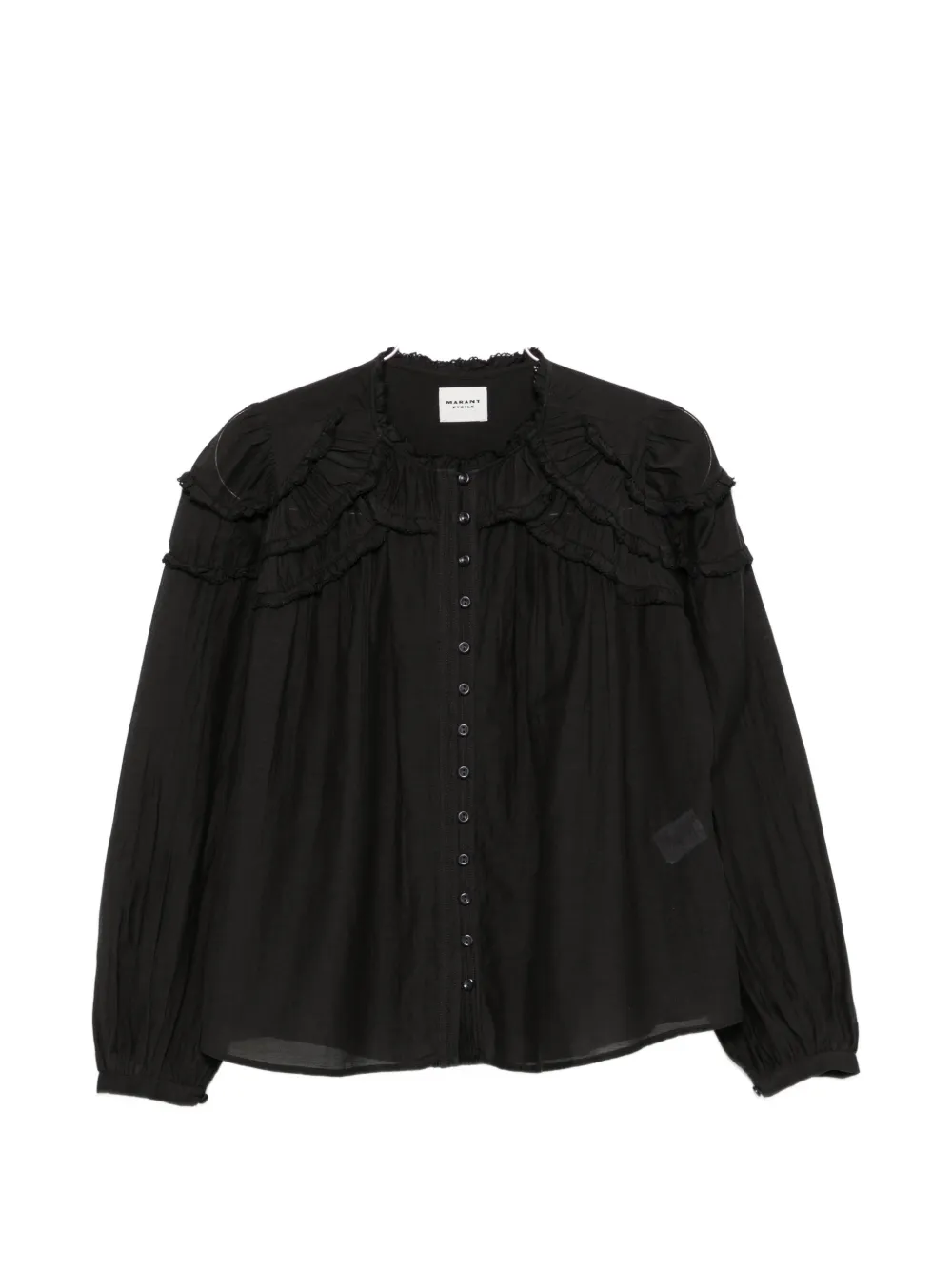 MARANT ÉTOILE embroidered puff-sleeve blouse - Nero