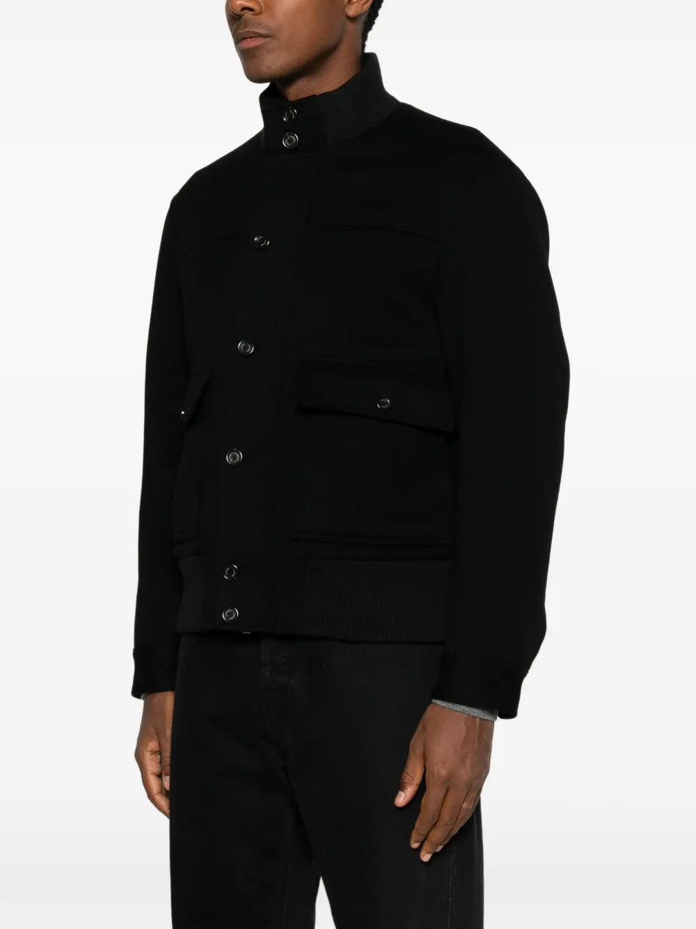 Lardini Bomberjack met geribbelde afwerking Zwart