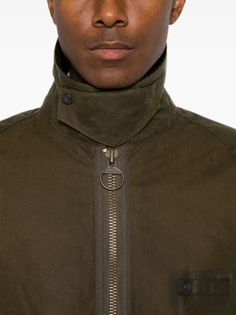 Barbour Jack met ribfluwelen kraag en ritssluiting Bruin