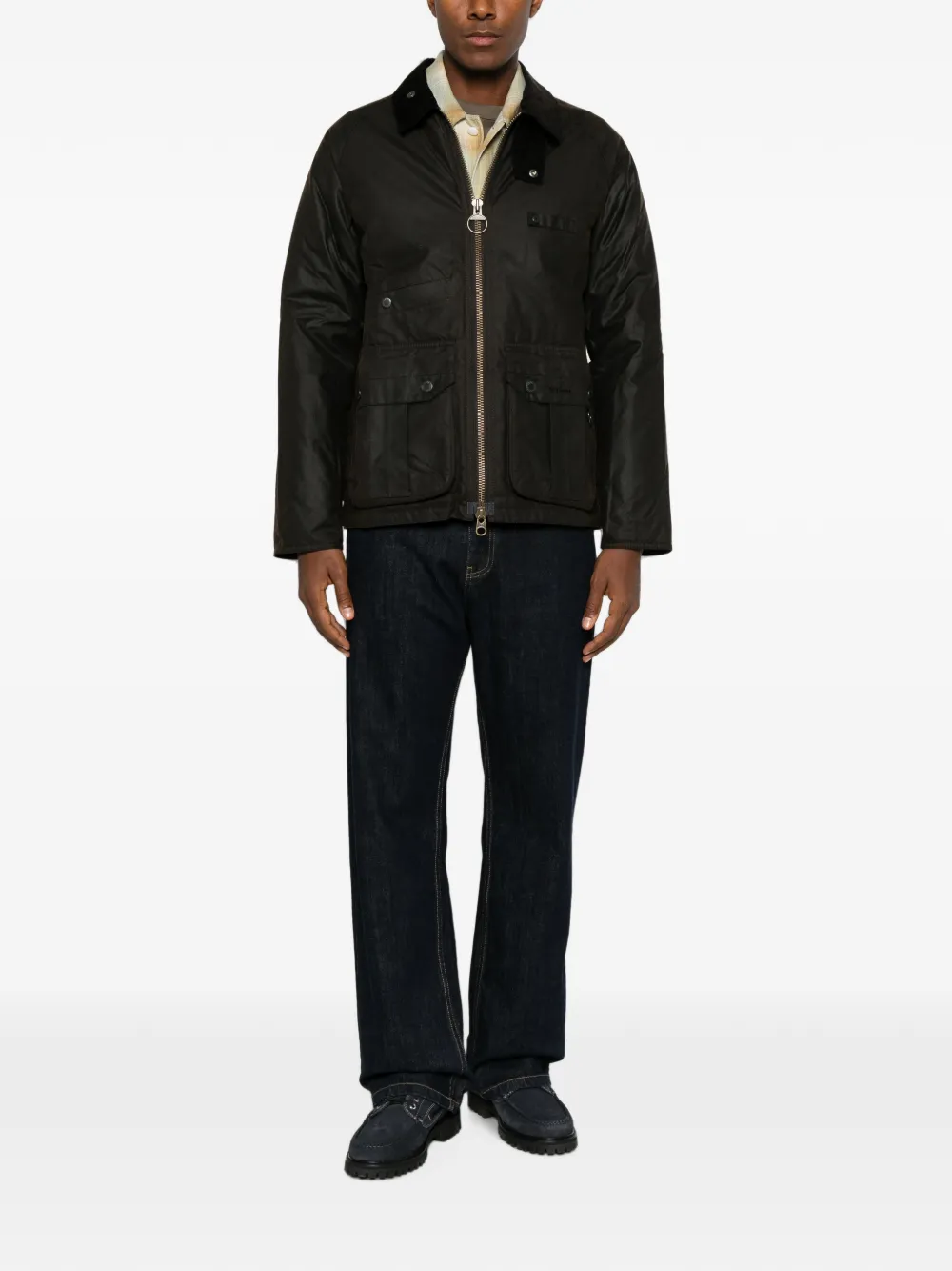 Barbour Jack met ribfluwelen kraag en afwerking Bruin