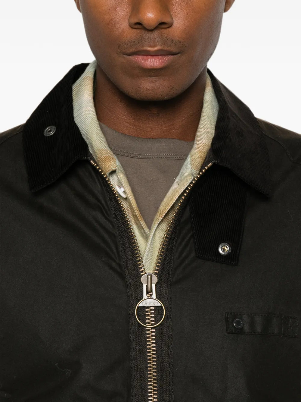 Barbour Jack met ribfluwelen kraag en afwerking Bruin