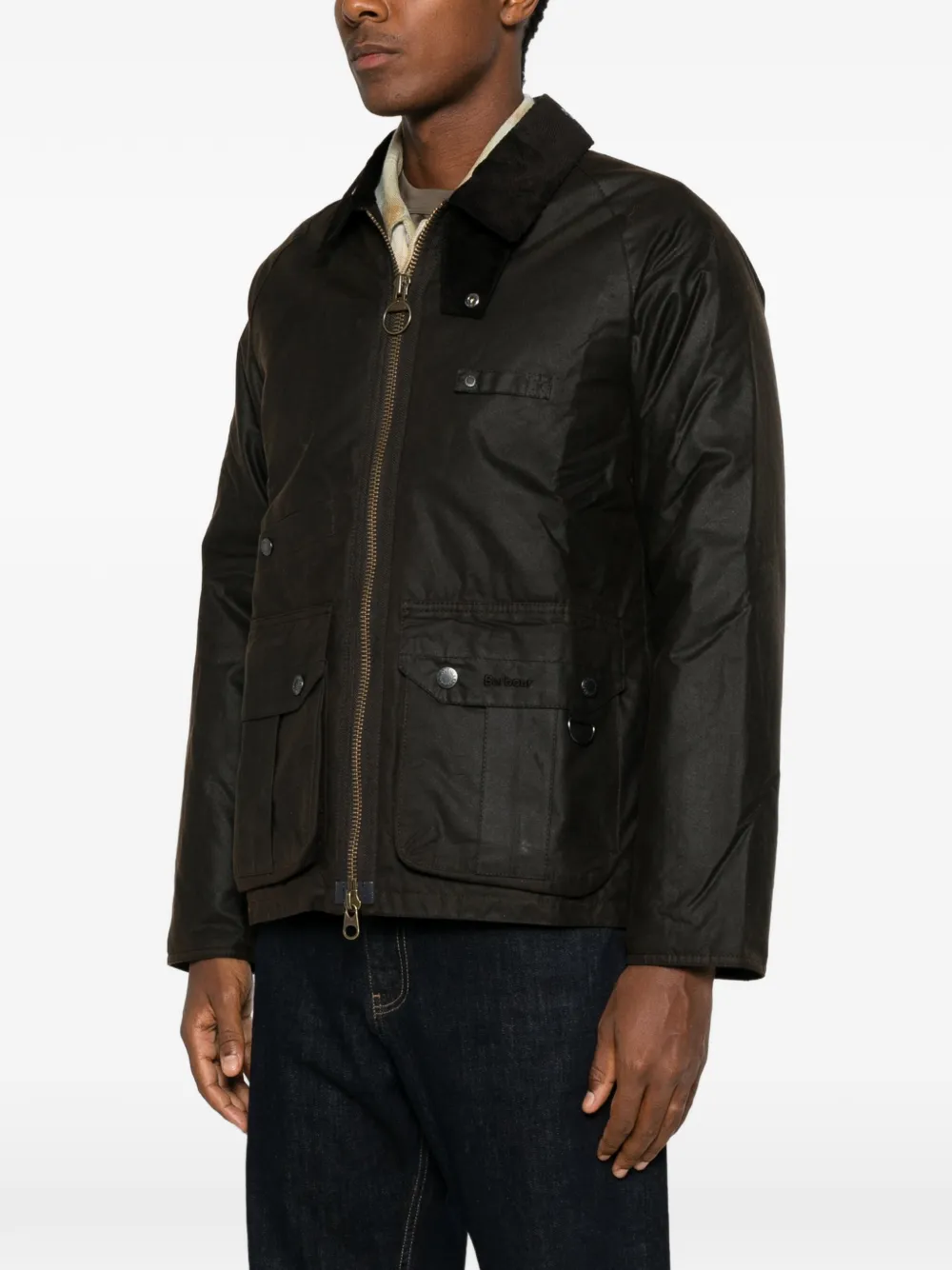 Barbour Jack met ribfluwelen kraag en afwerking Bruin