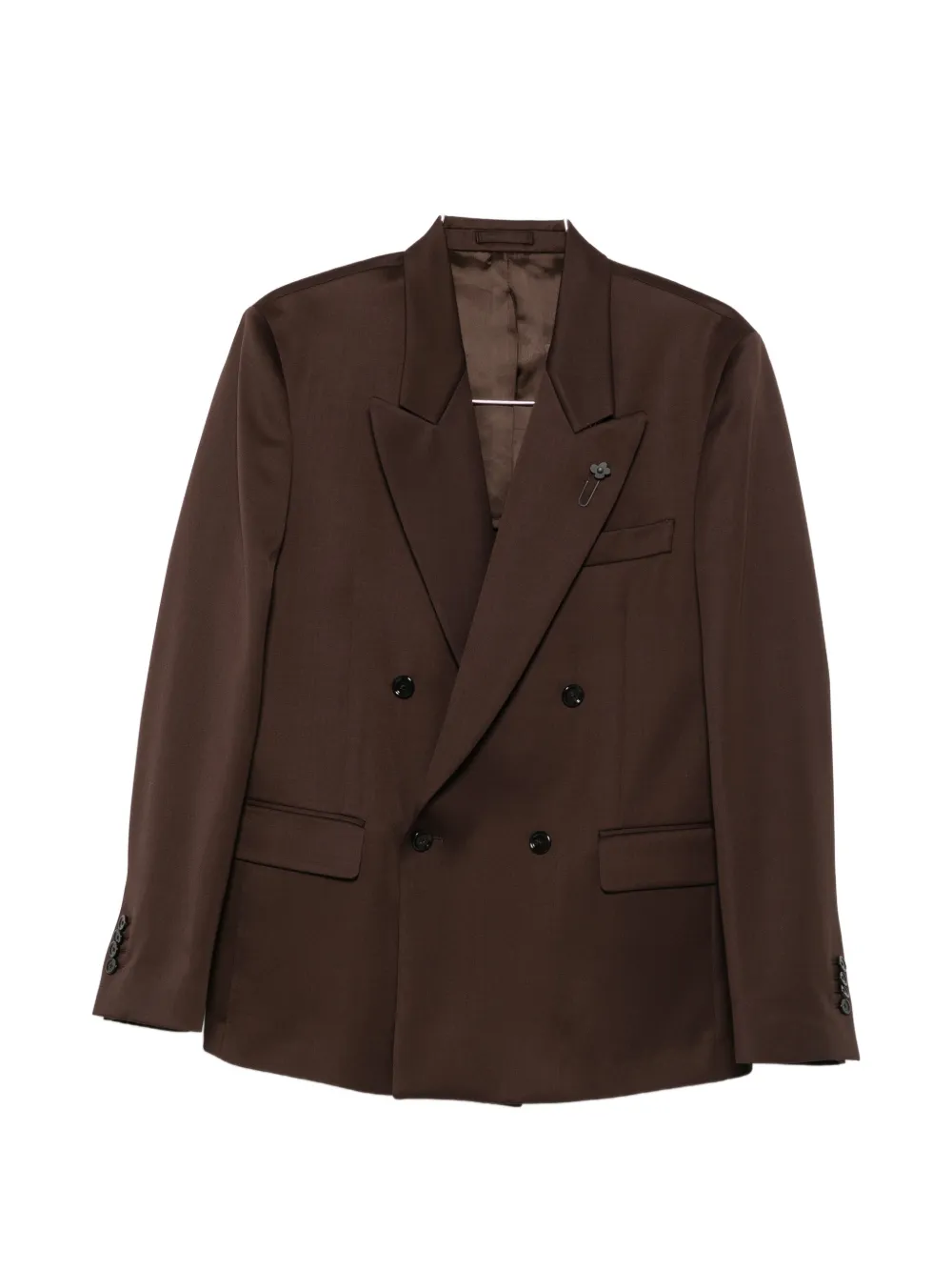 Lardini double-breasted peak-lapel jacket - Marrone