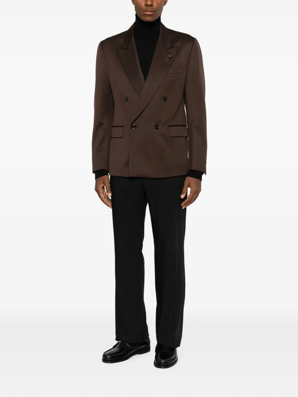 Lardini Jack met puntige revers en dubbele rij knopen Bruin