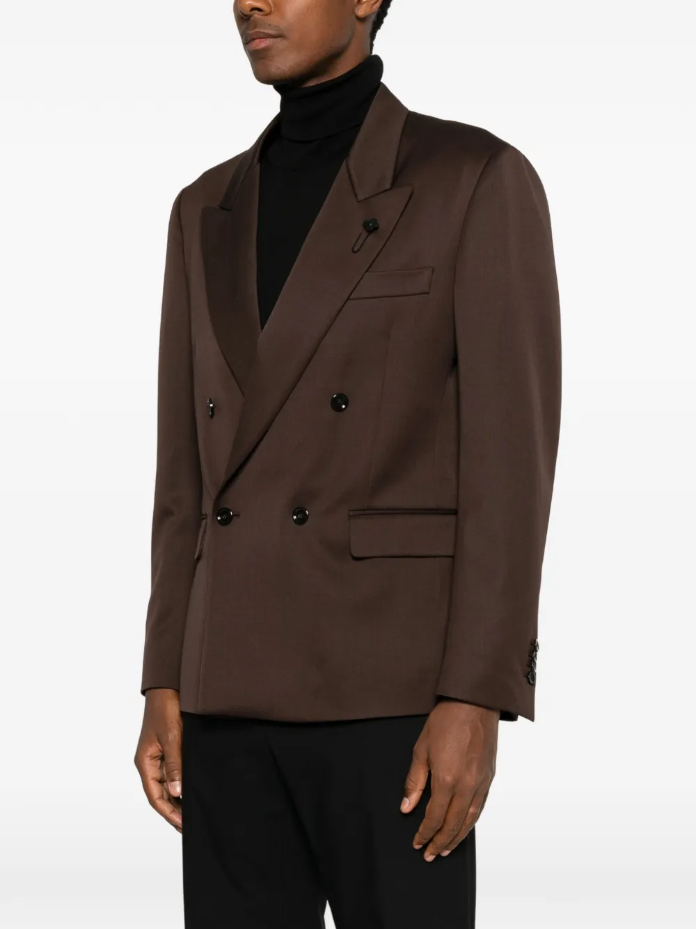 Lardini Jack met puntige revers en dubbele rij knopen Bruin