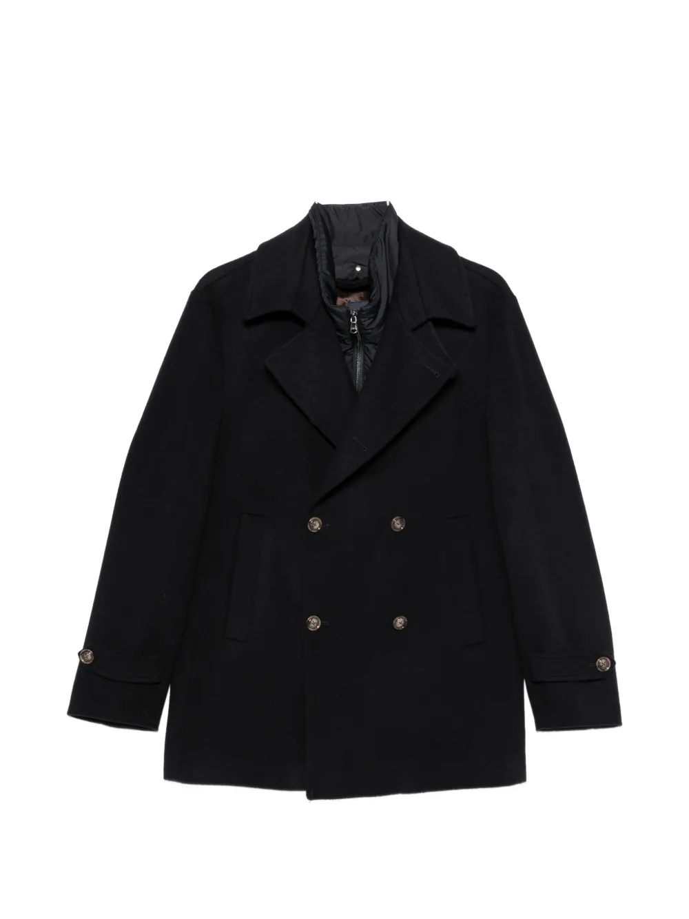 Barba double-breasted peacoat - Schwarz
