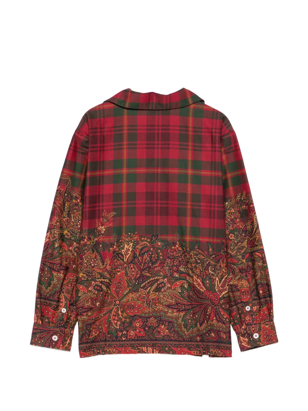 ETRO KIDS Geruit shirt met paisley-print Rood