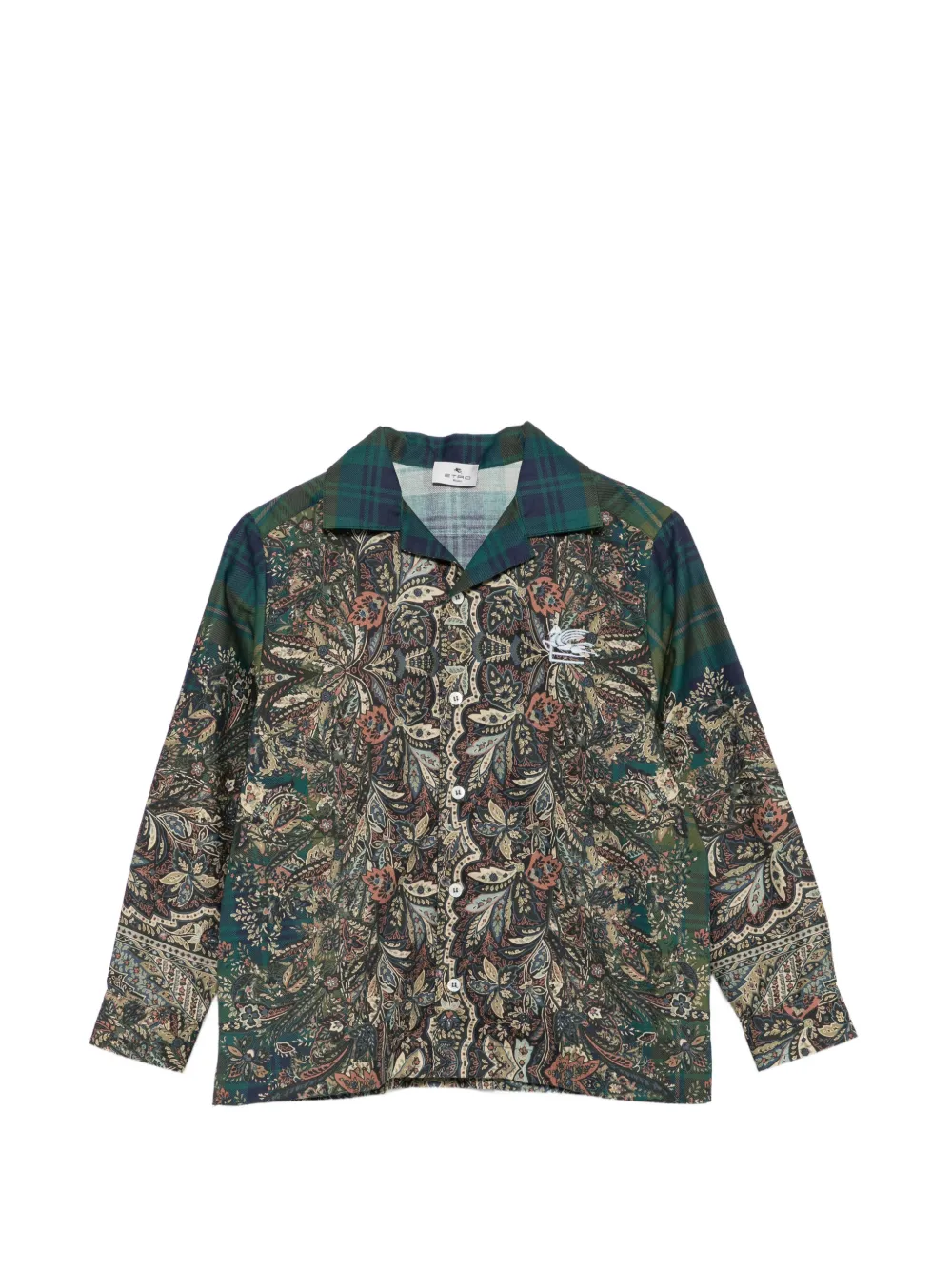 ETRO KIDS paisley-print check-pattern cotton shirt - Grün