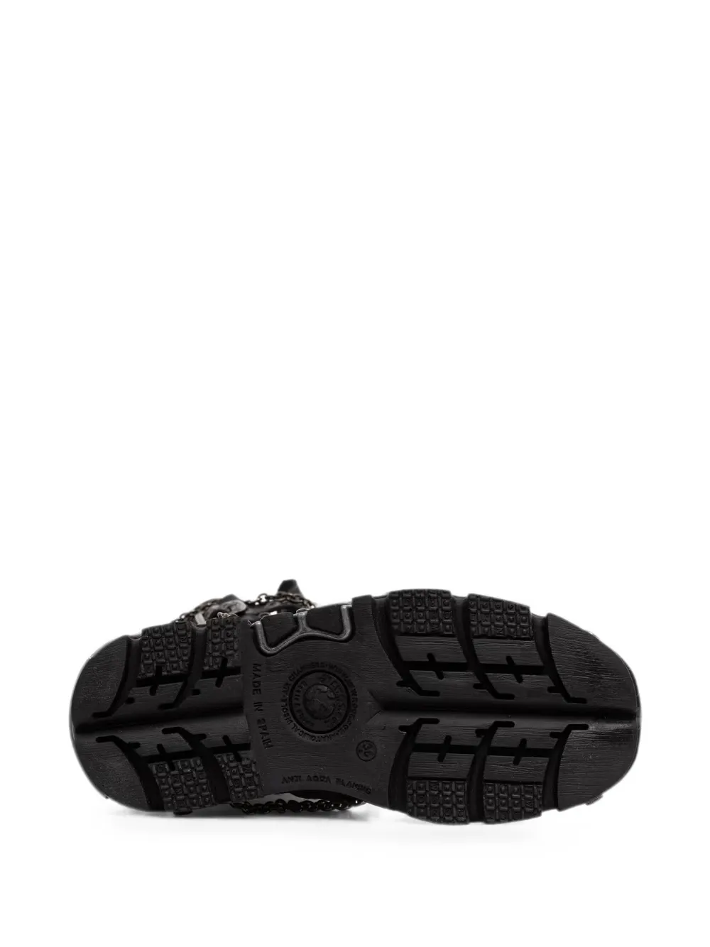 NEW ROCK chain-embellished buckle-fastening boots Zwart