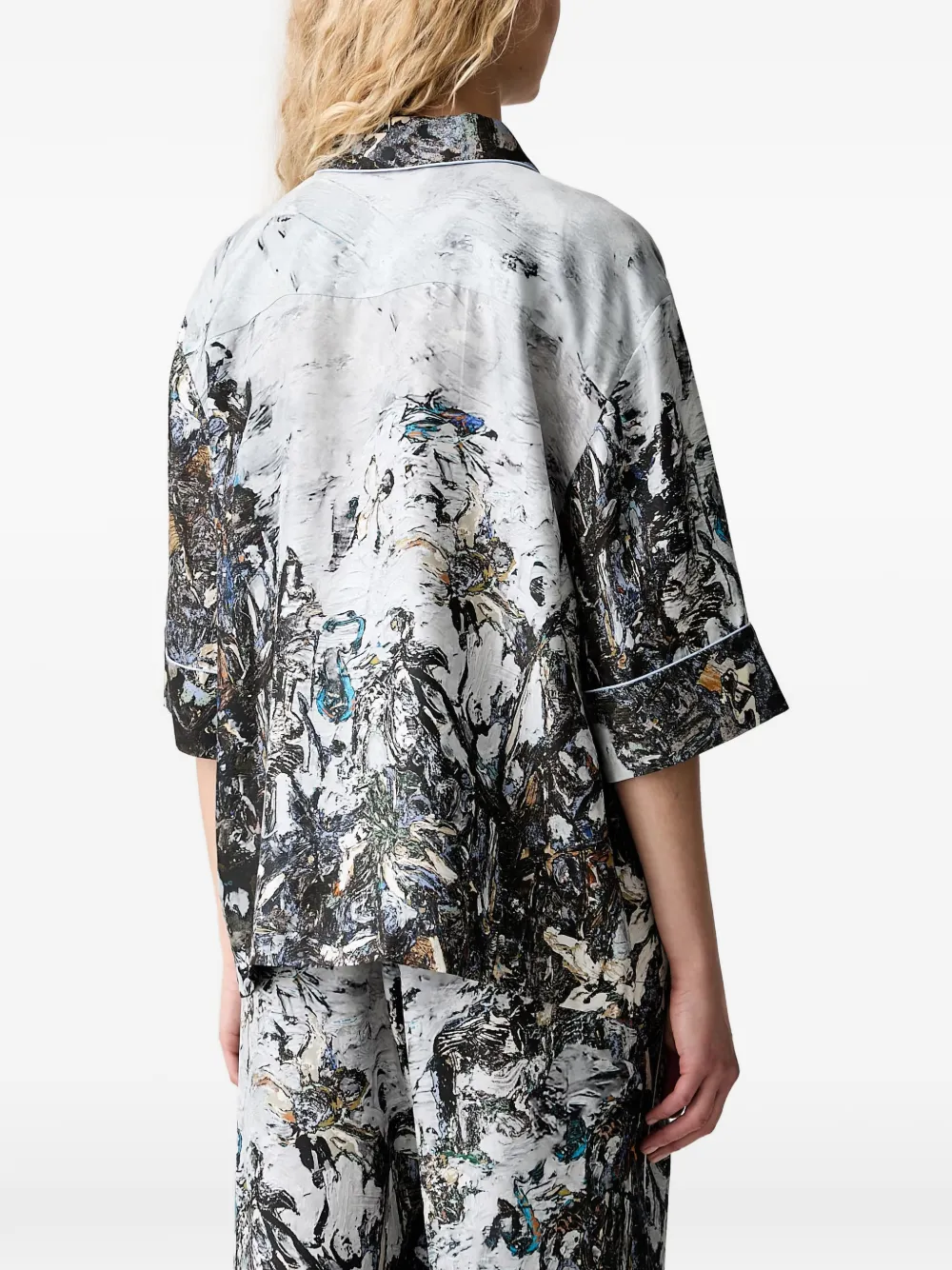 MUNTHE Vushi zijden blouse met print Wit