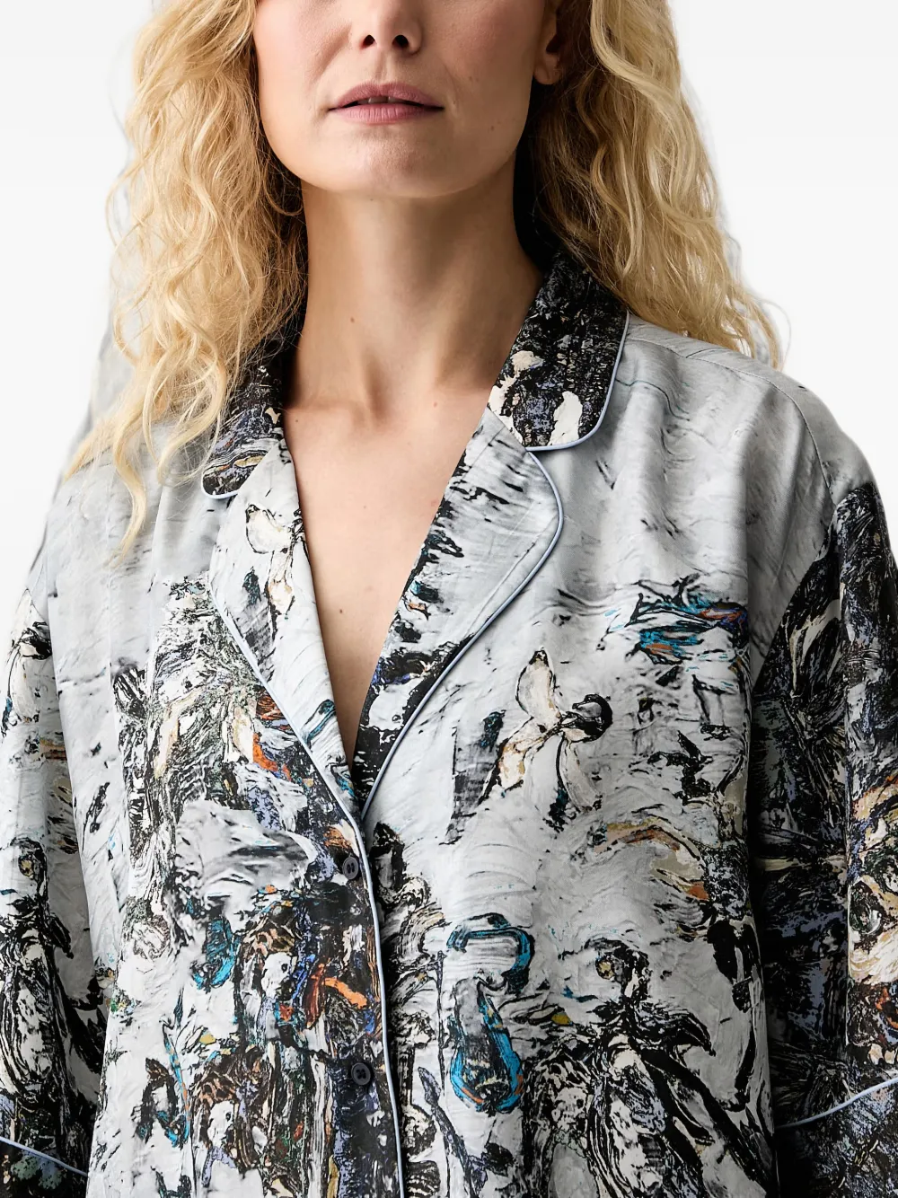 MUNTHE Vushi zijden blouse met print Wit