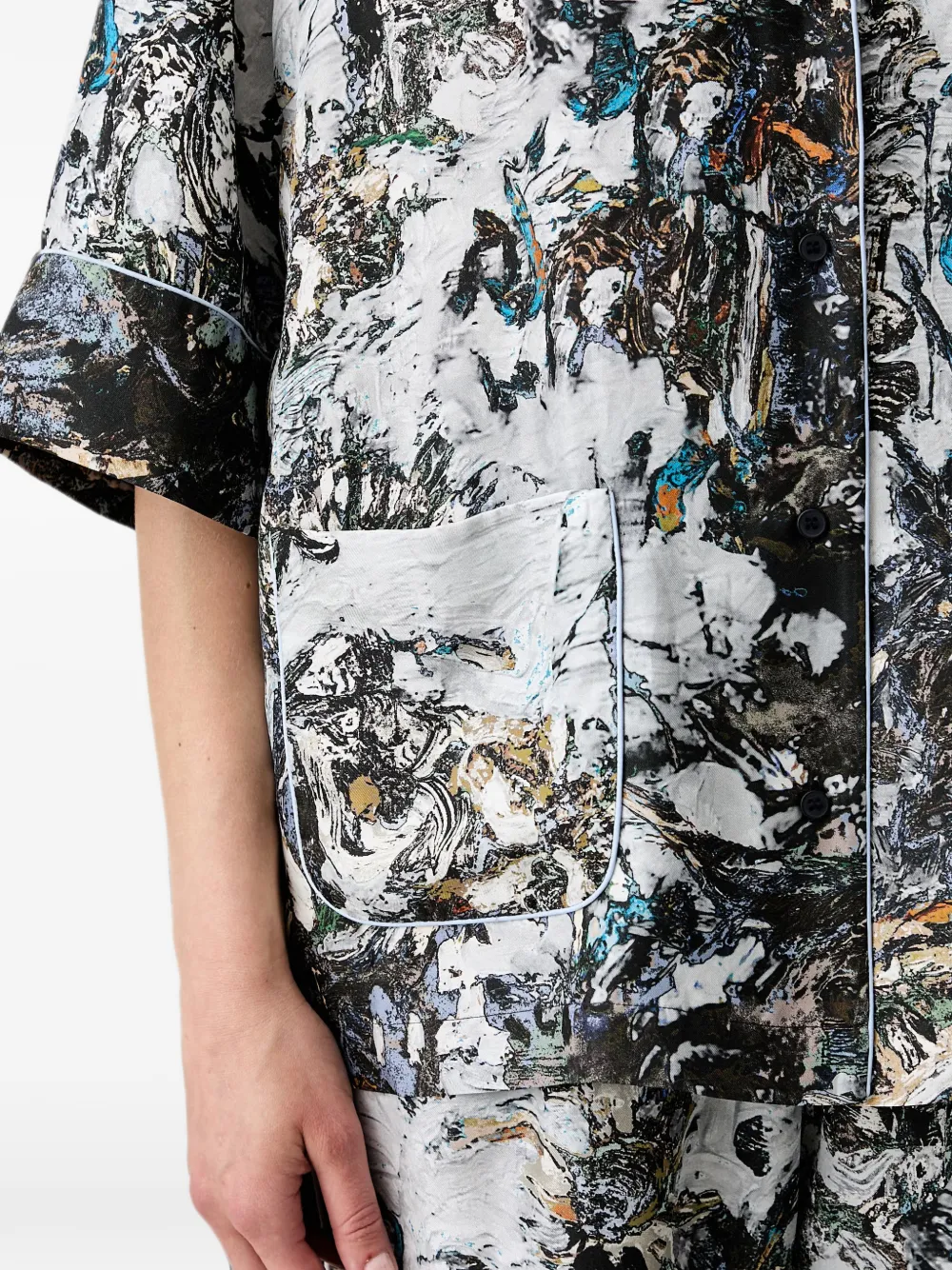 MUNTHE Vushi zijden blouse met print Wit