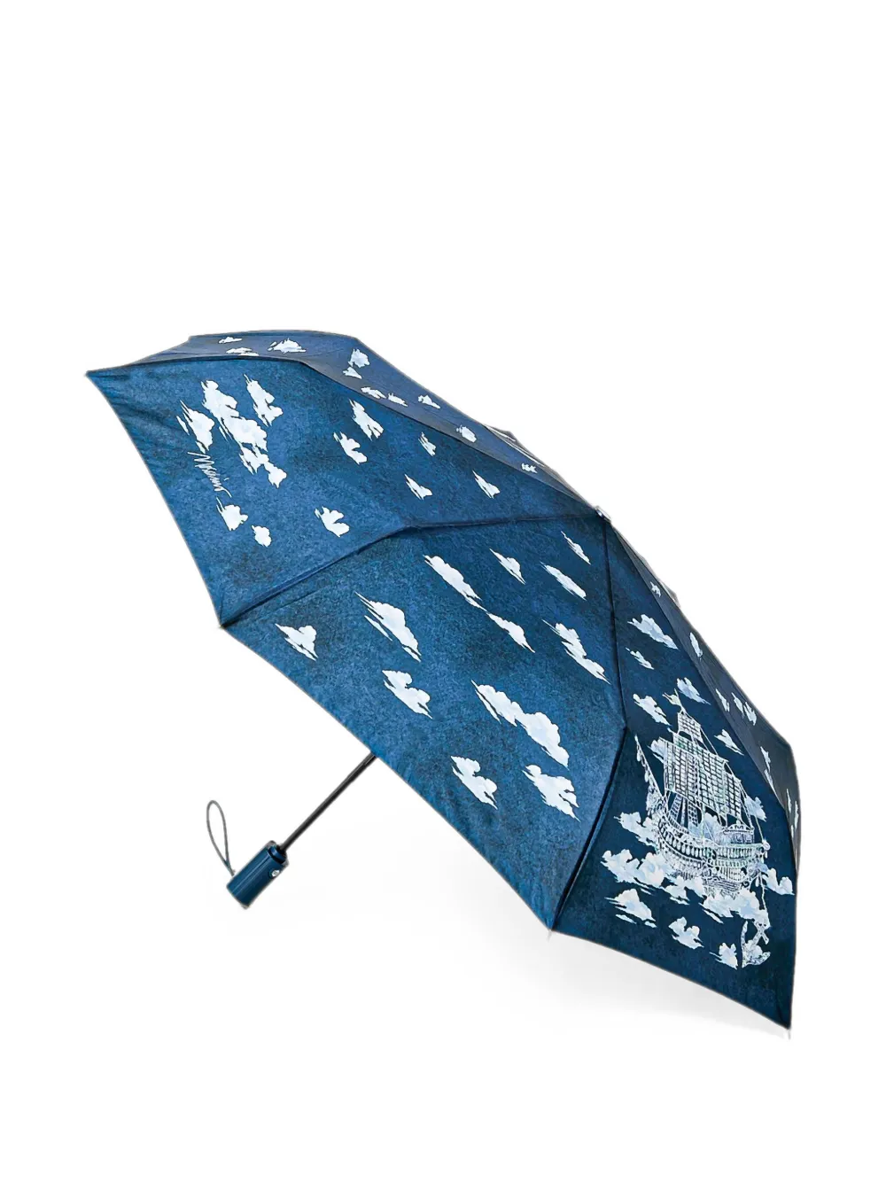 Moschino Paraplu met wolkenprint en scheepspatroon Blauw