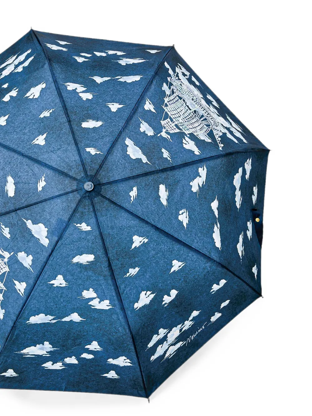 Moschino Paraplu met wolkenprint en scheepspatroon Blauw