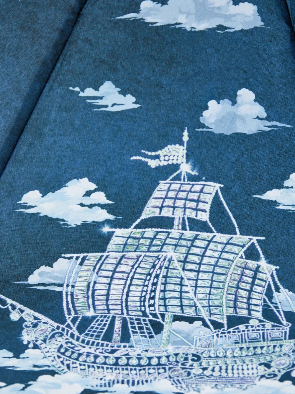 Moschino Paraplu met wolkenprint en scheepspatroon Blauw