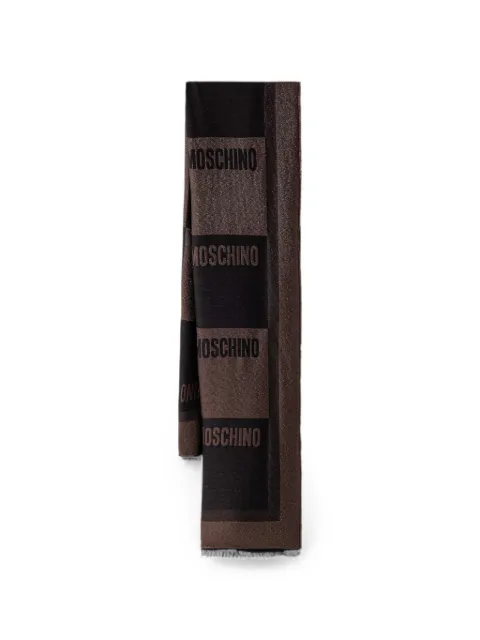 Moschino logo-intarsia metallic-effect scarf