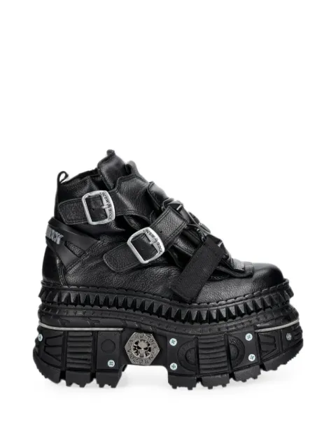 NEW ROCK Metallic buckle-fastening platform boots